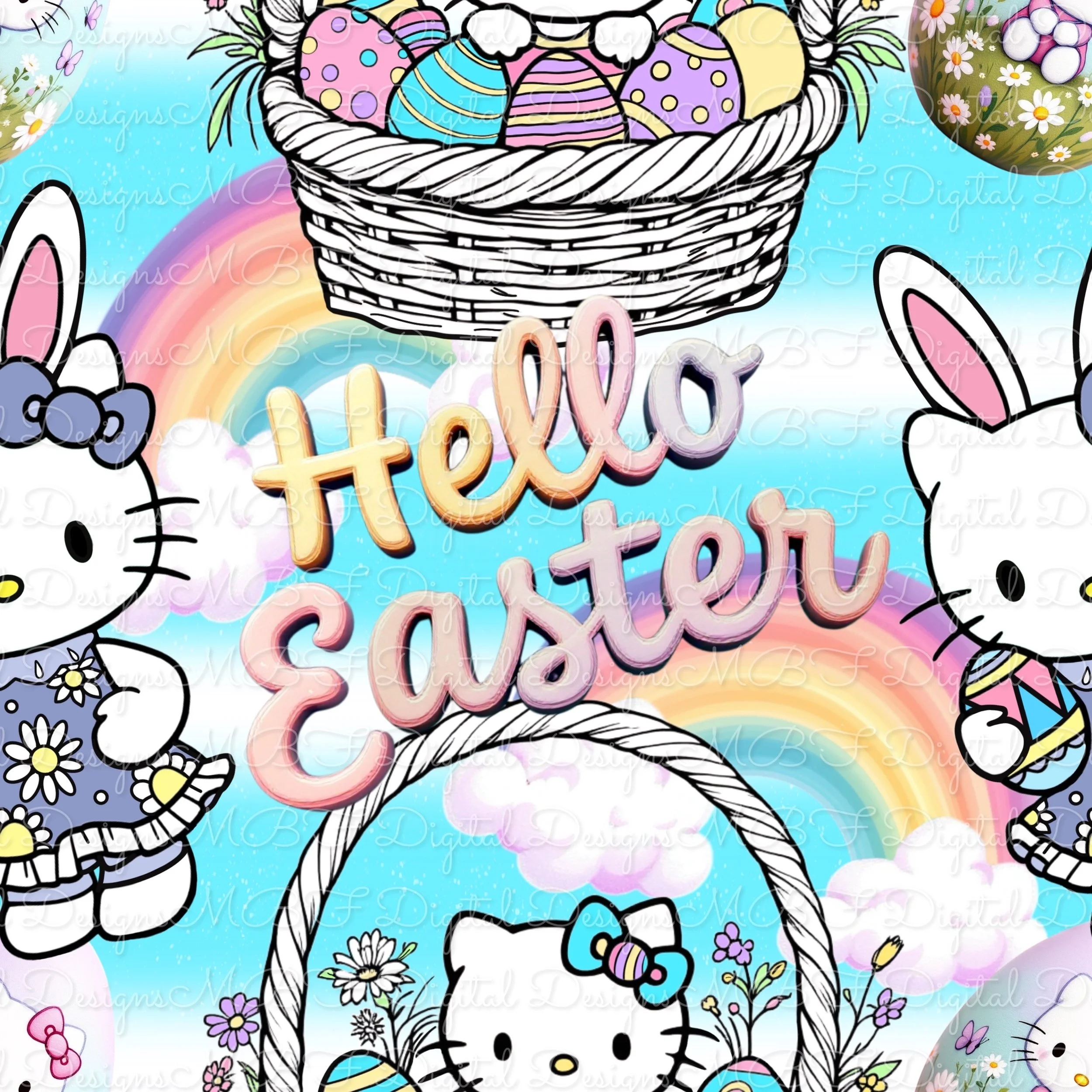 Hello Easter (blue and white ombre color way)