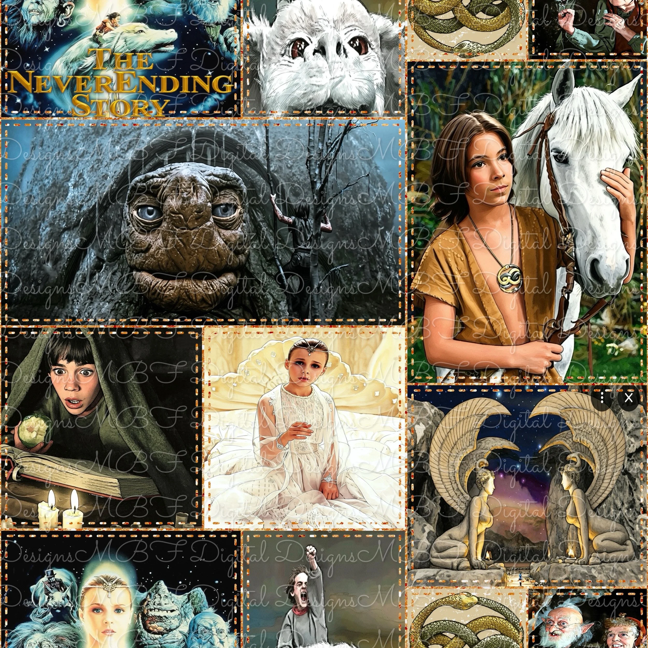 The Neverending Story Patchwork (gold glitter stitches color way)