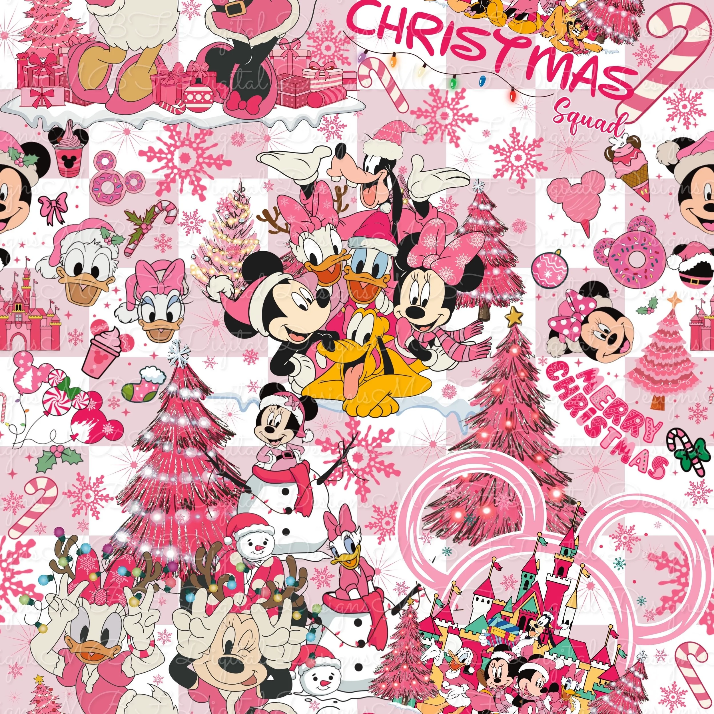 Pink Holiday Friends (checked color way)