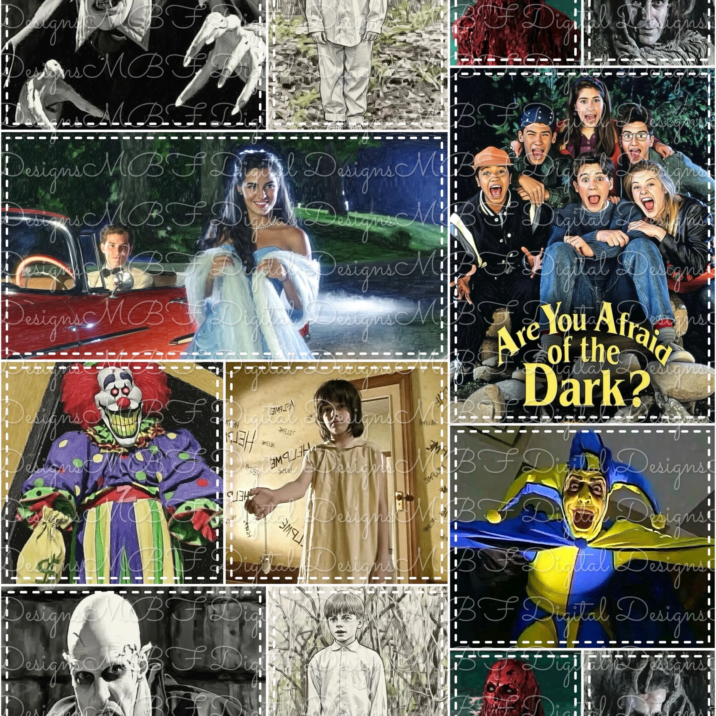 Are You Afraid Of The Dark Patchwork (white stitches color way)
