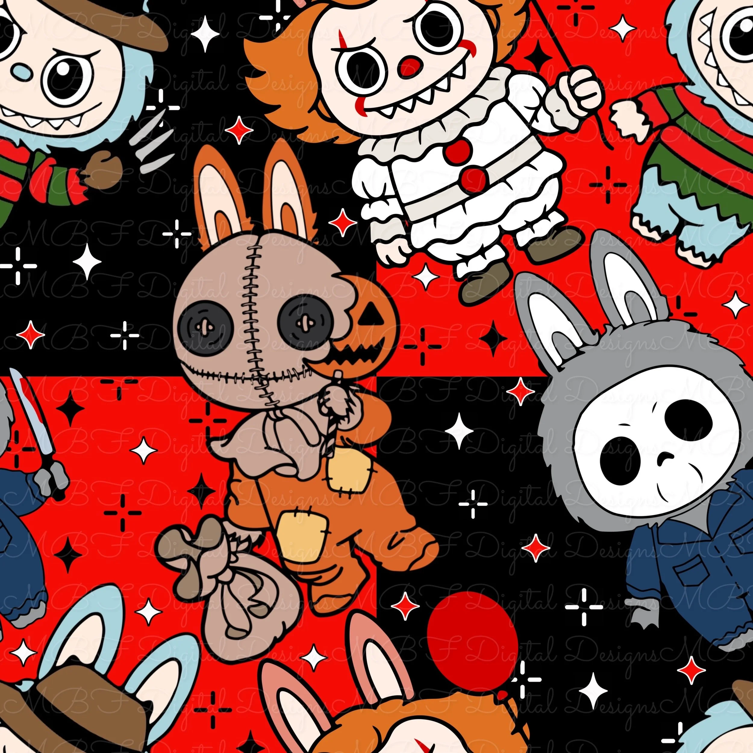 Horror Labubu (red checked color way)