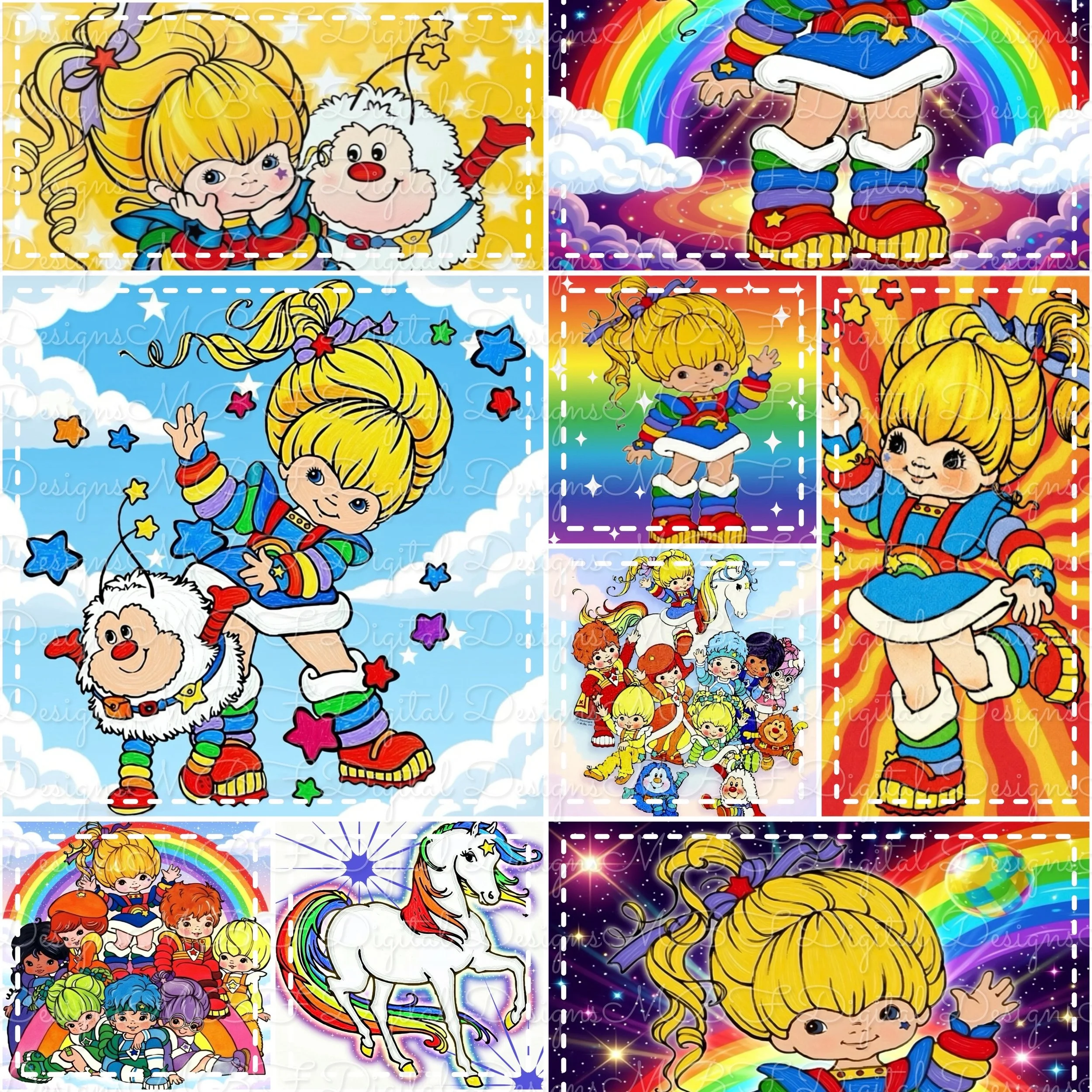 Rainbow Brite Patchwork (white stitches color way)