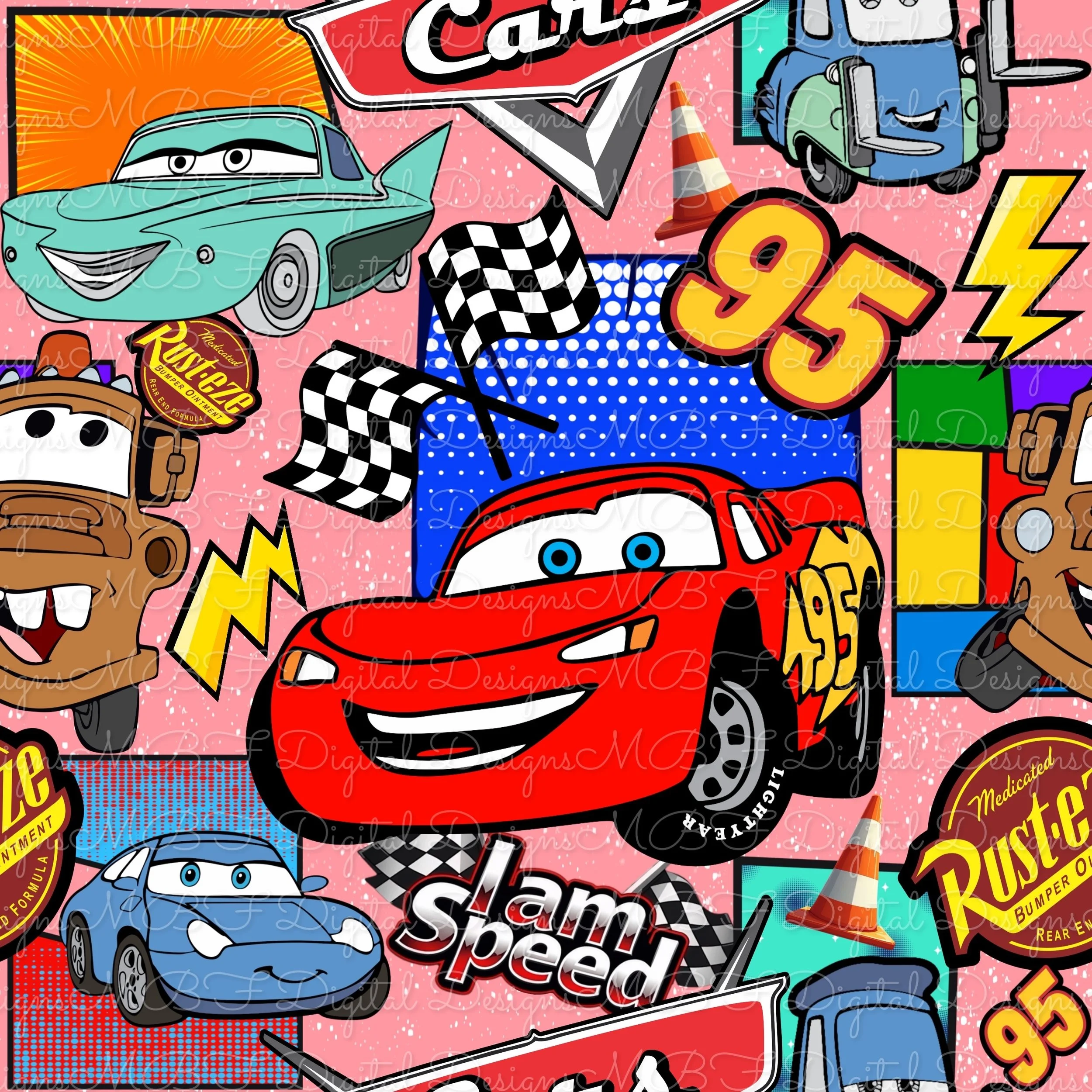 Cars Comic (flamingo pink color way)