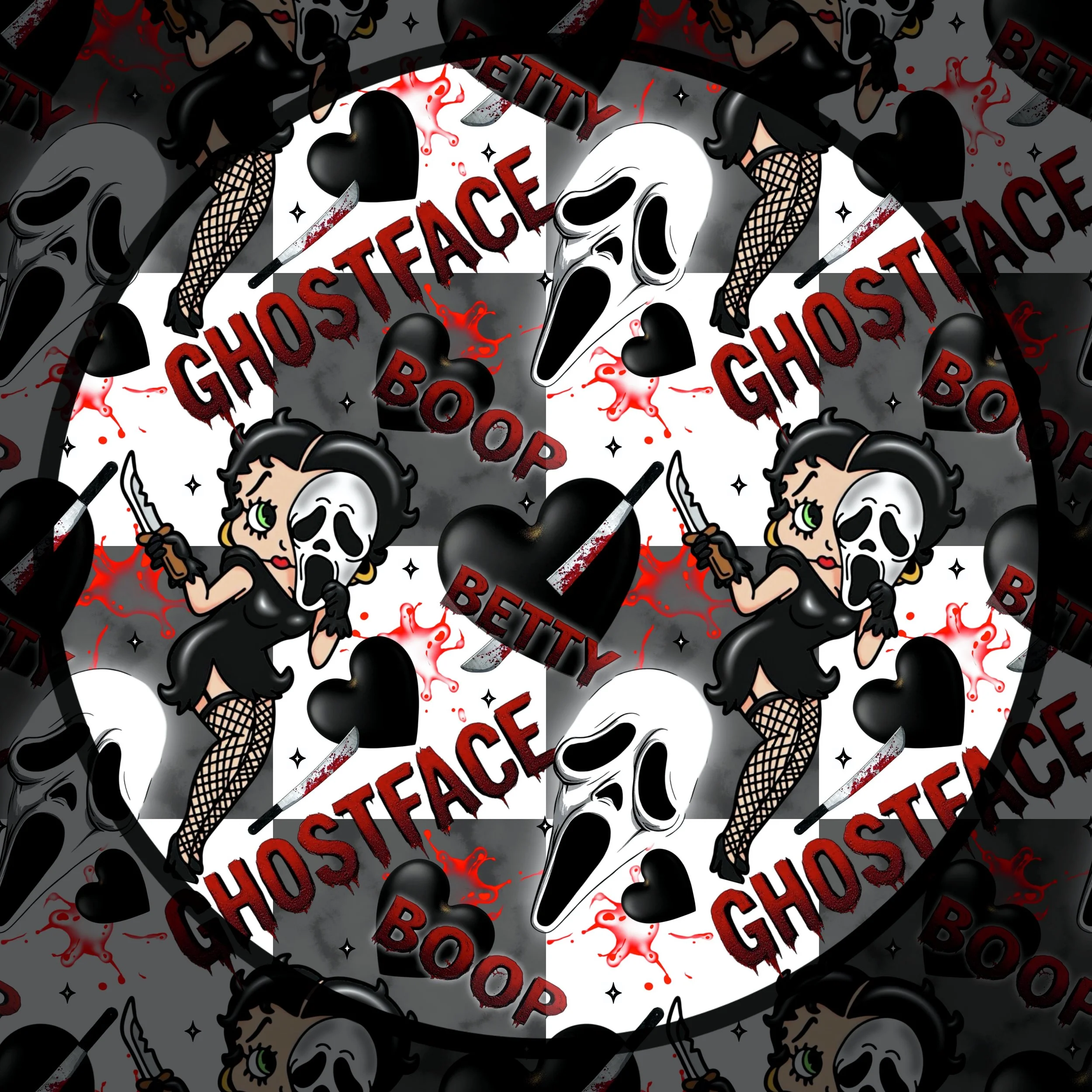 Ghostface Betty (gray smoke and white checked color way)