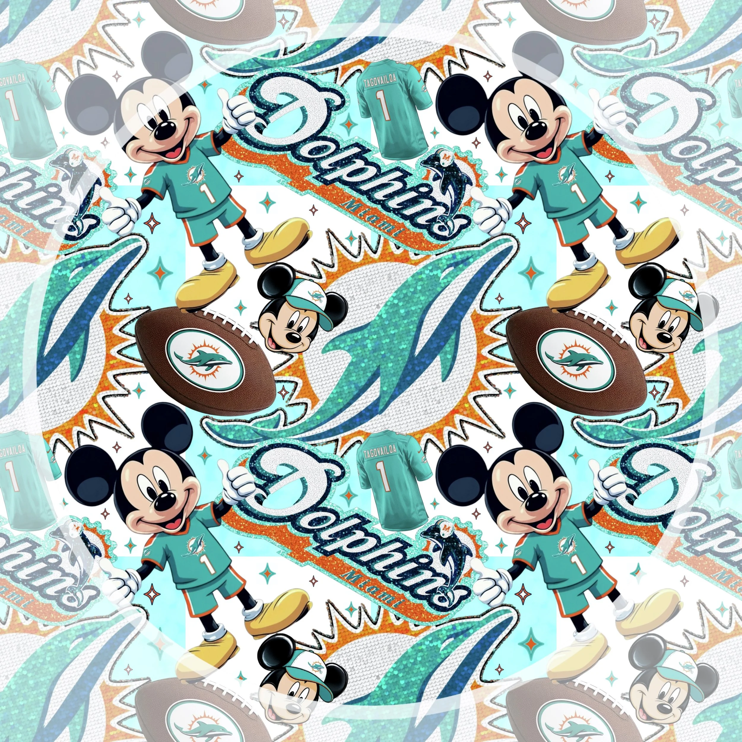 Mickey Dolphins (aqua and white checked color way)