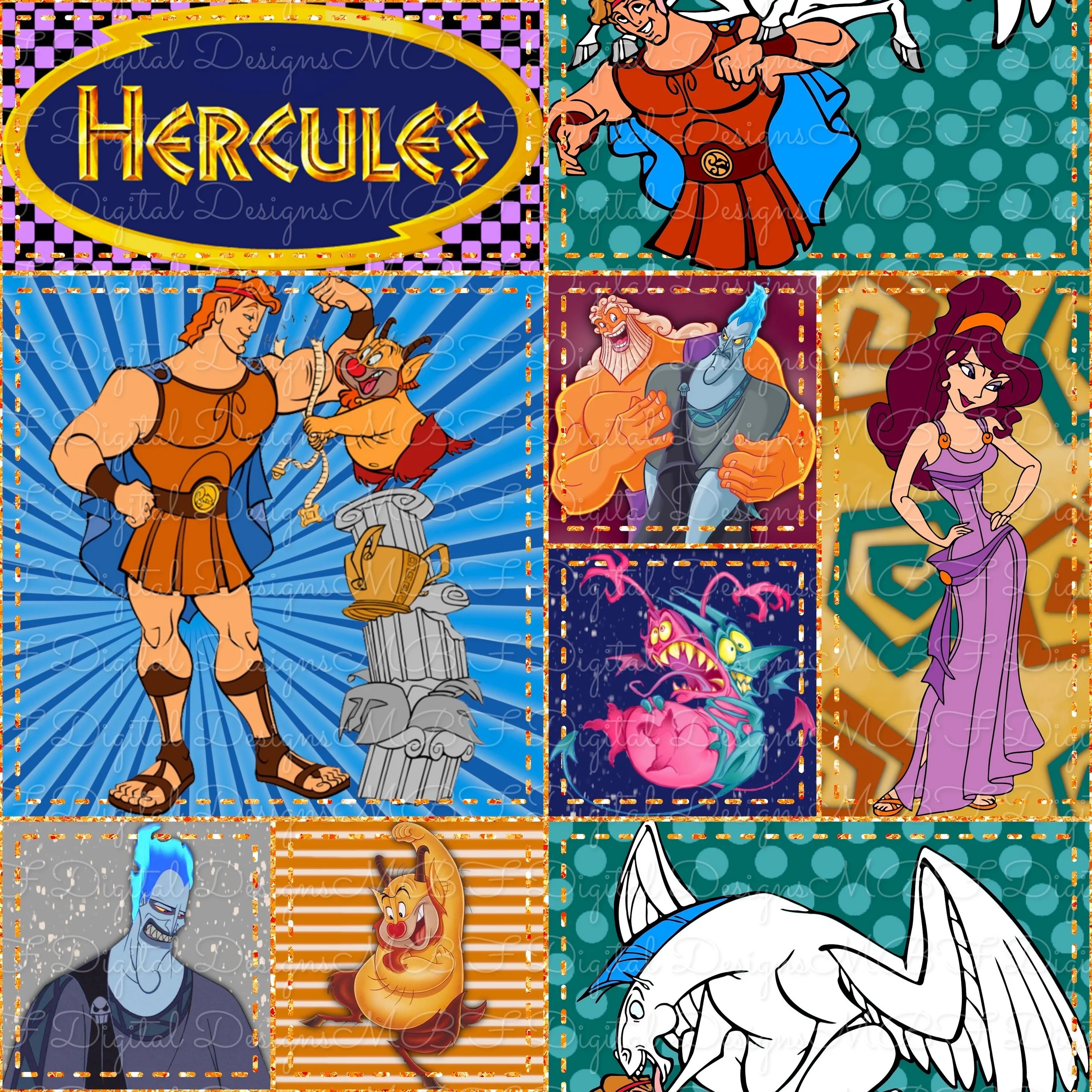 Hercules Patchwork (golden glitter stitches color way)