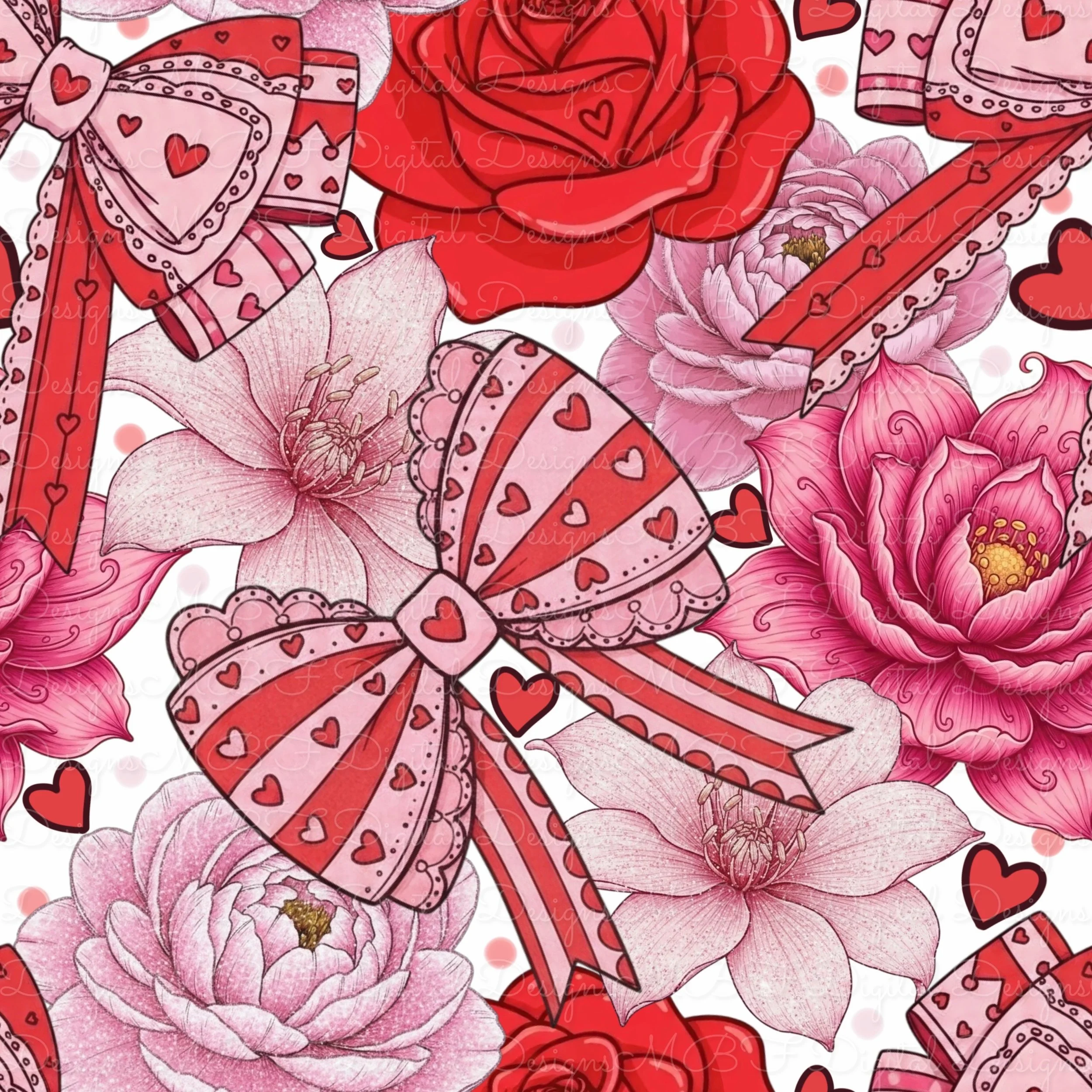Valentines Floral Coquettes (white color way)