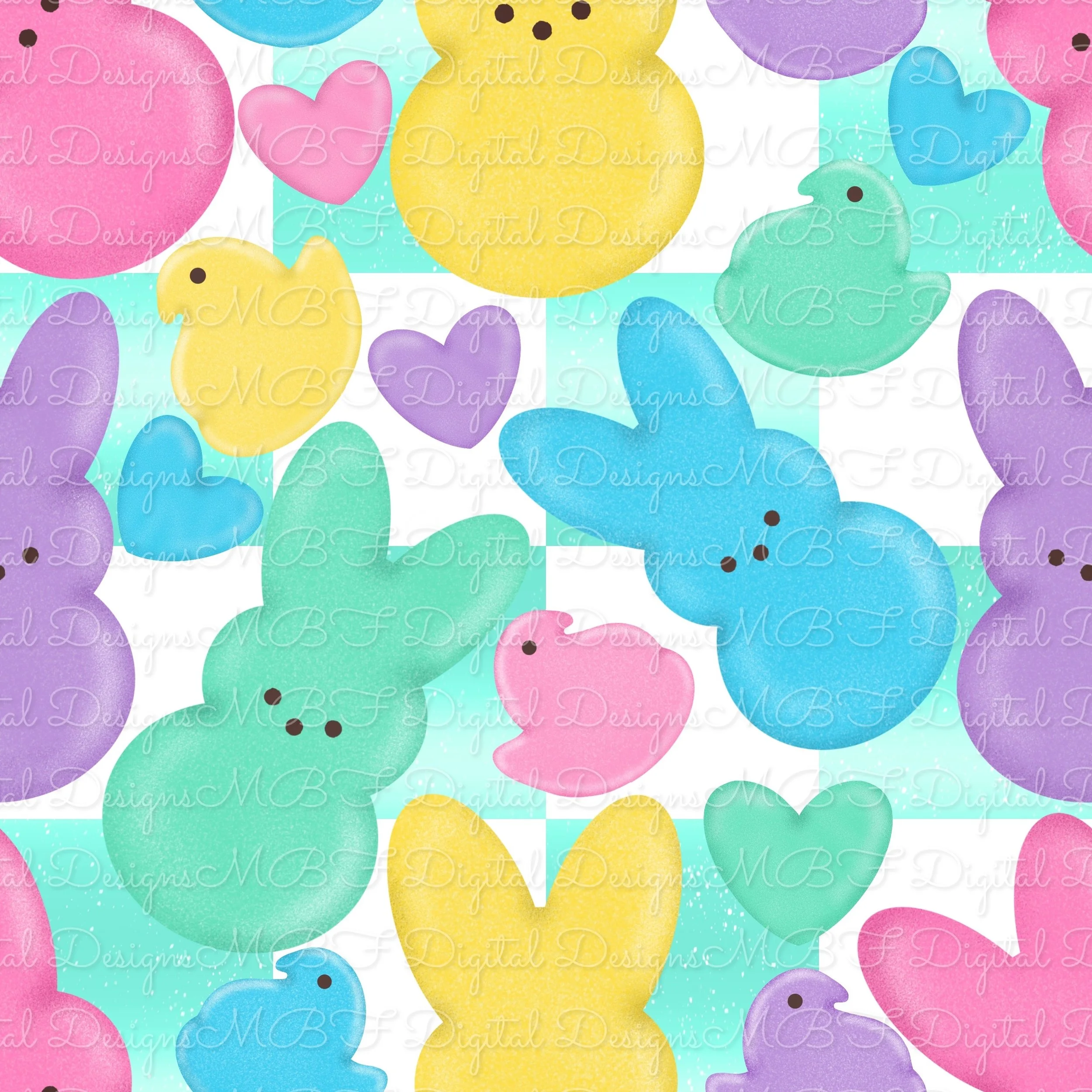 Perfectly Peeps (mint watercolor checked color way)