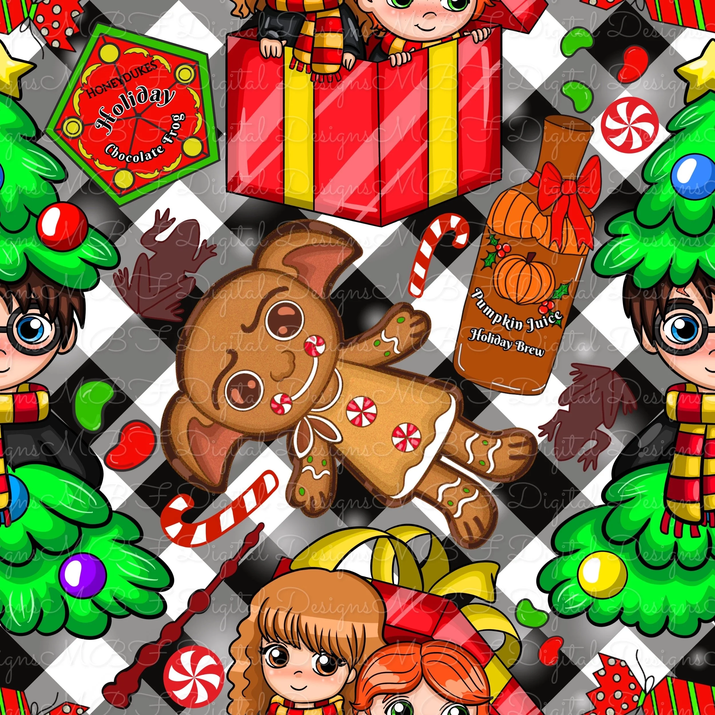 Merry Harry (Black/White Diamond Plaid Color Way)