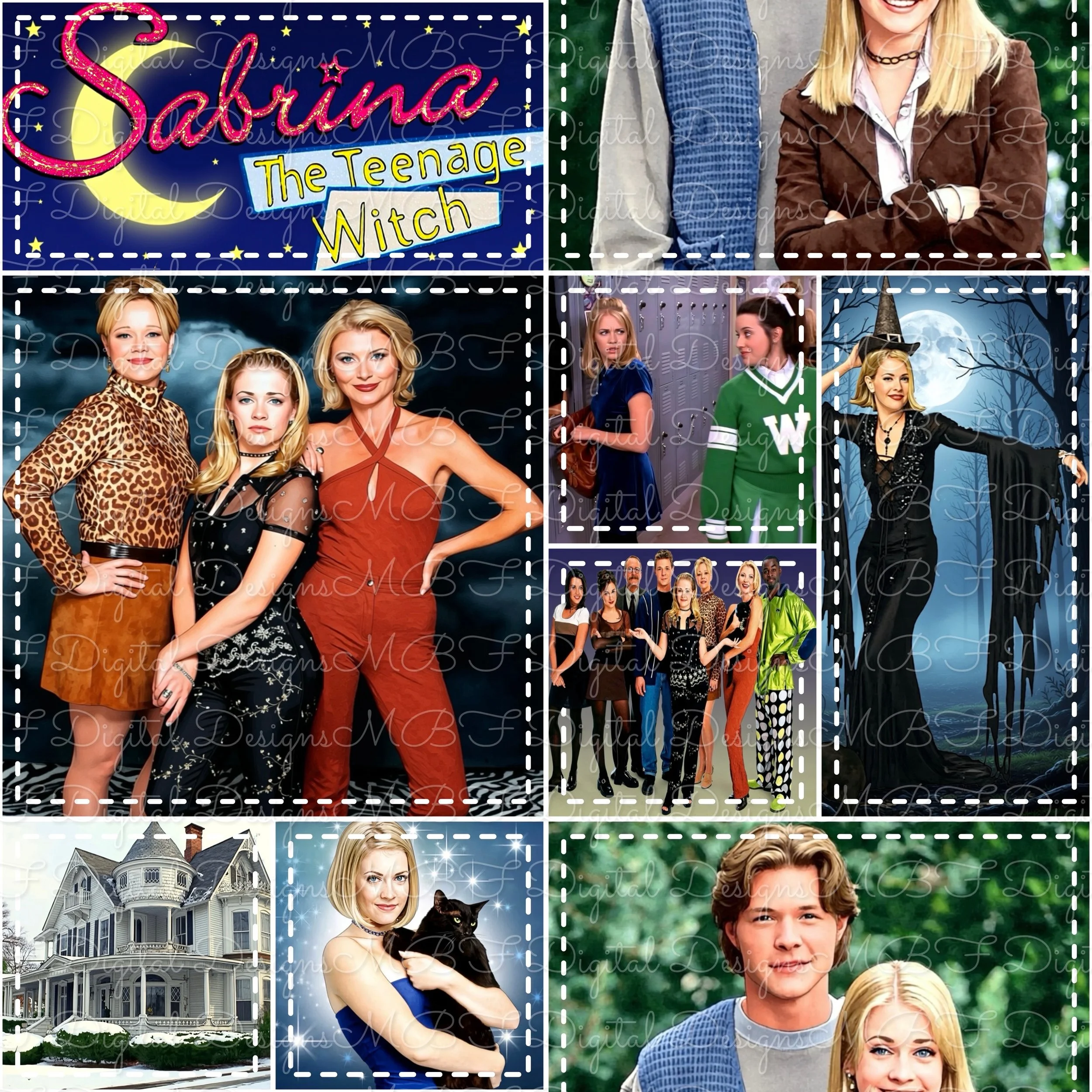 Sabrina The Teenage Witch Patchwork (white stitches color way)