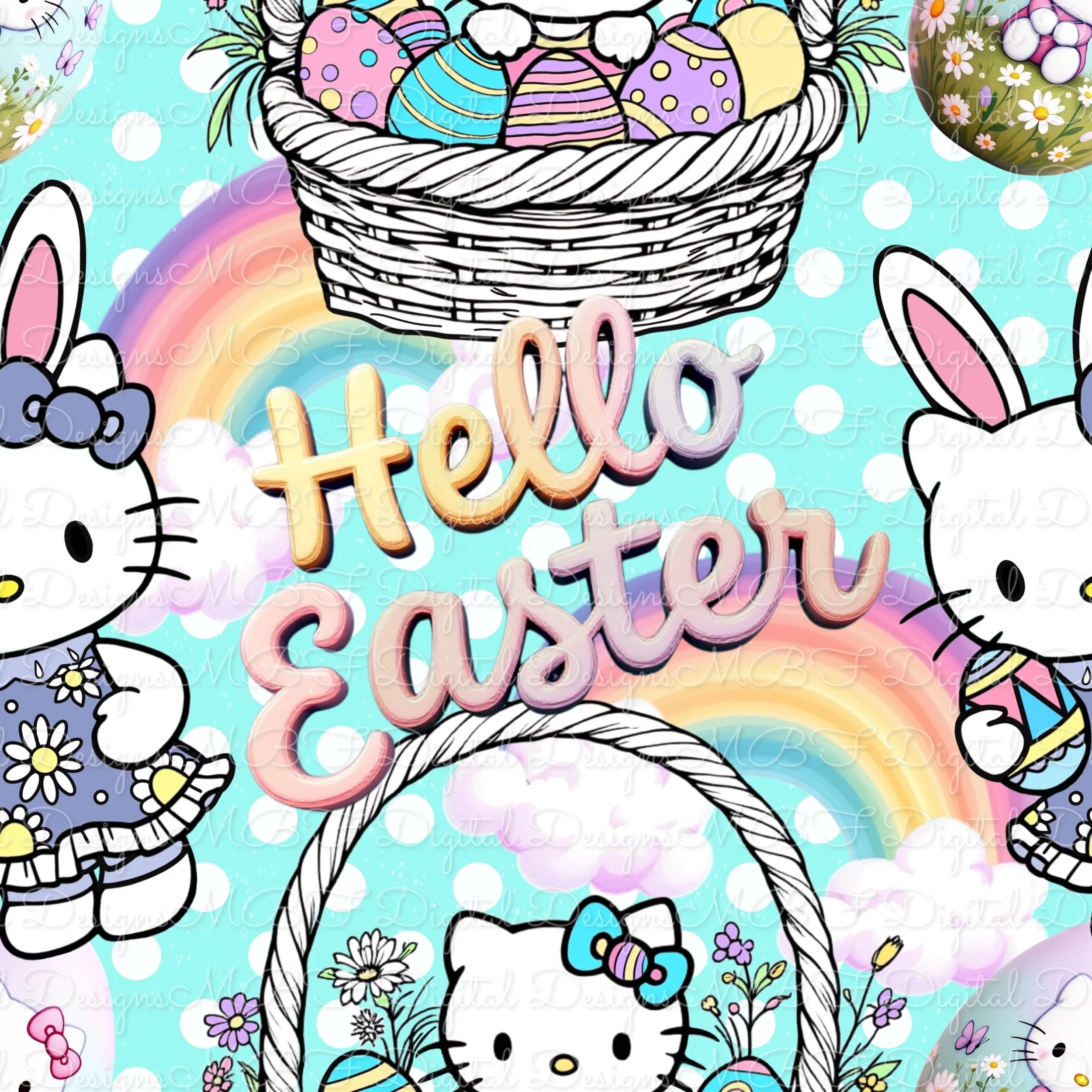 Hello Easter (blue dot color way)
