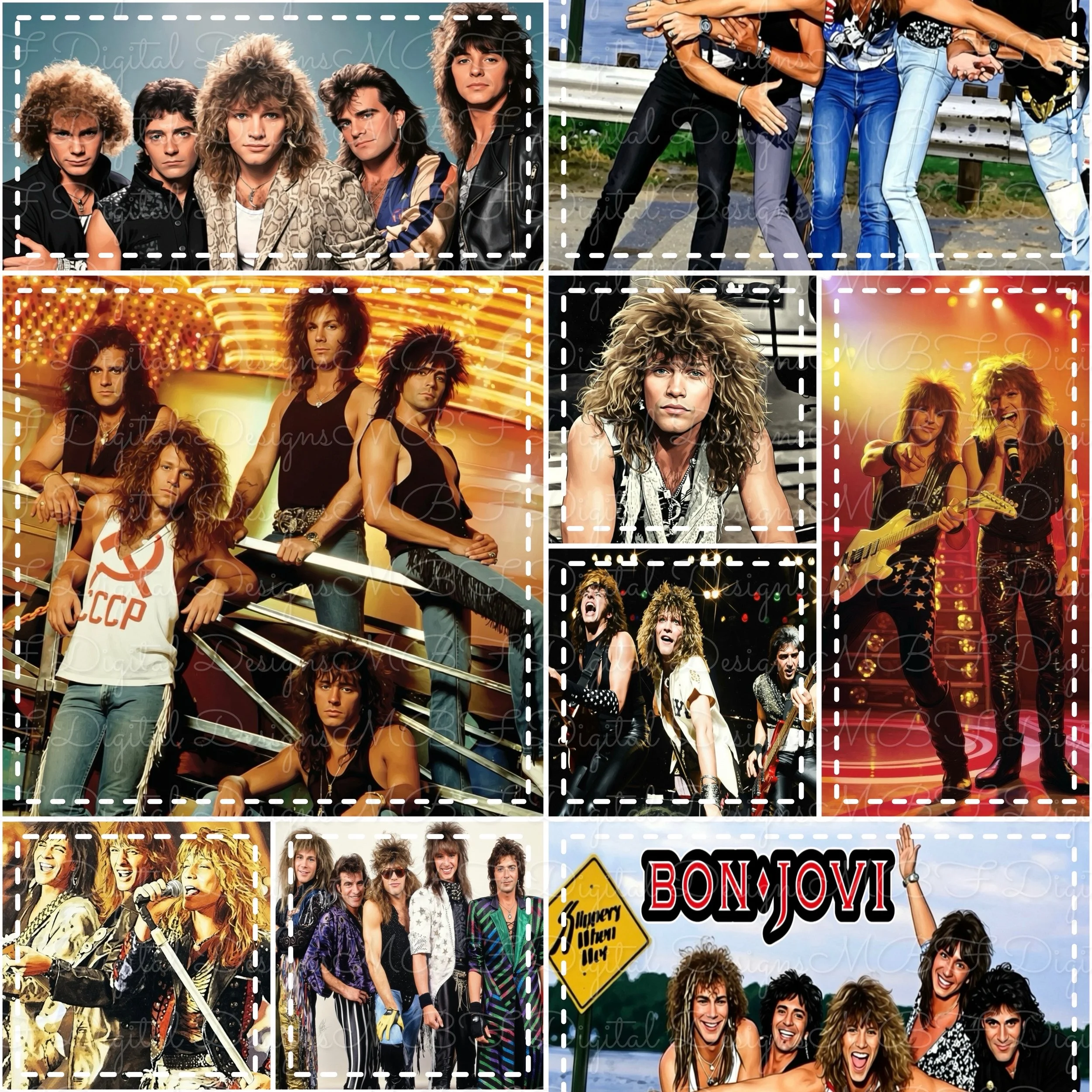 Bon Jovi Patchwork (white stitches color way)