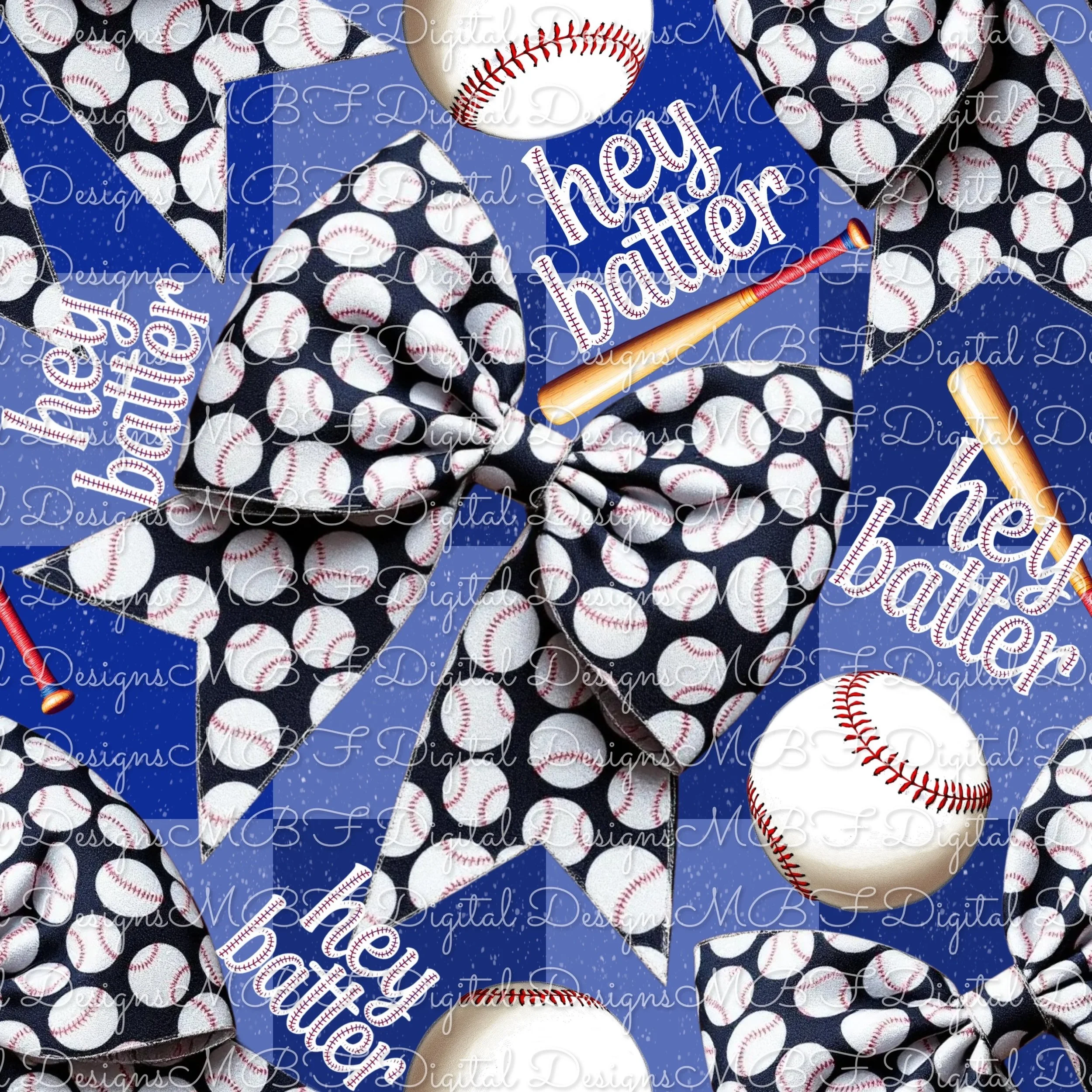Baseball N Bows (duo blue checked color way)