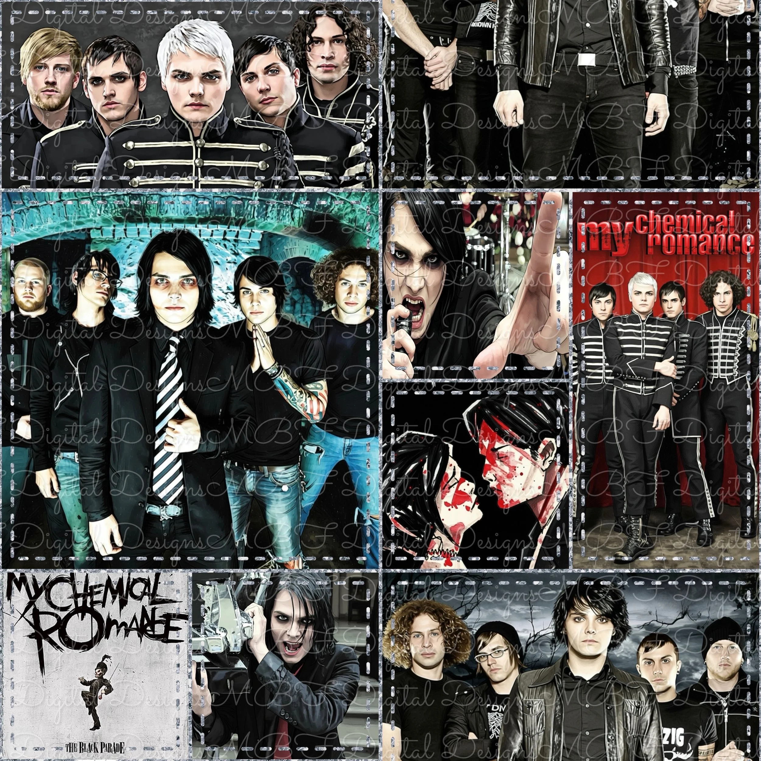 MCR Patchwork (silver glitter stitched color way)