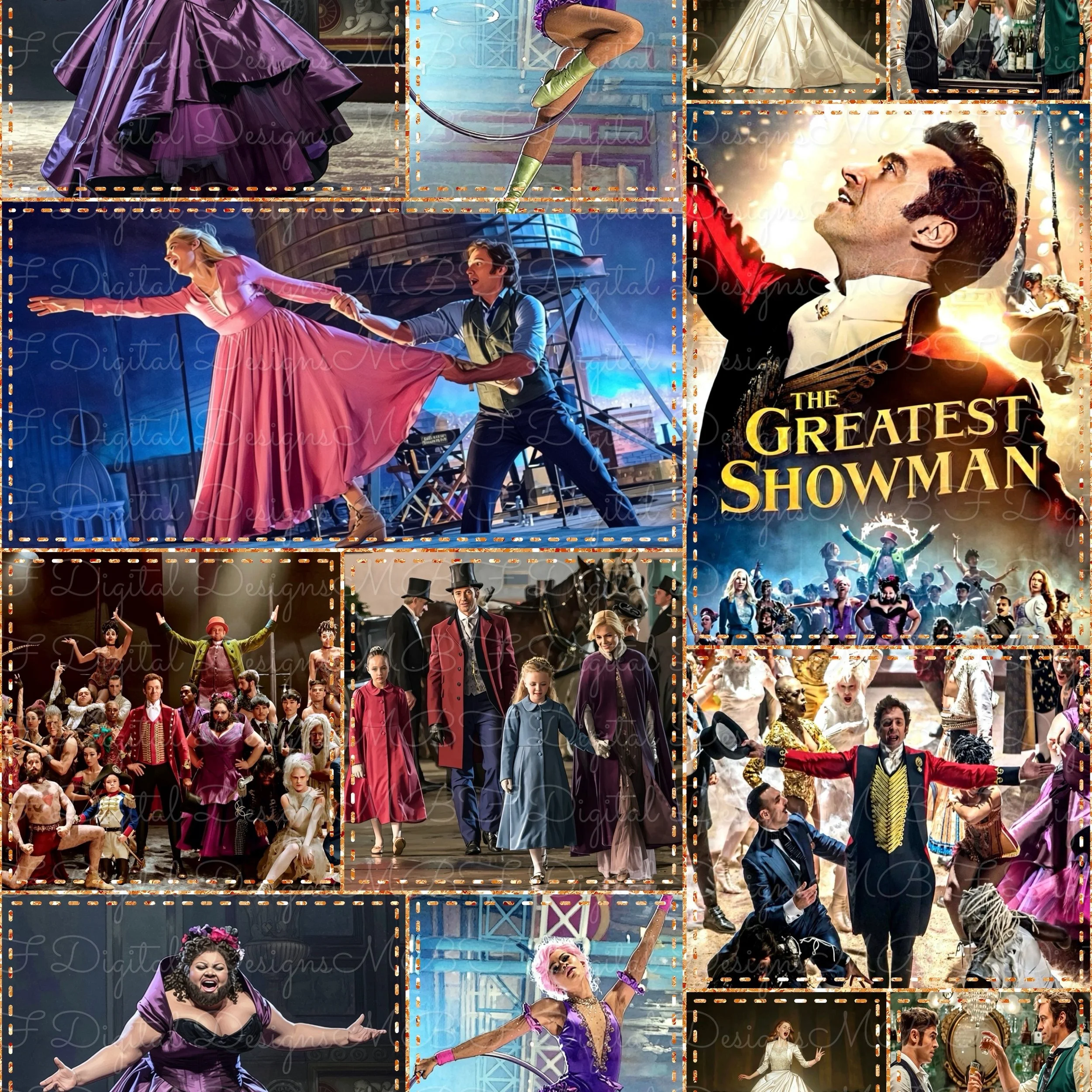 The Greatest Showman Patchwork (gold glitter stitches color way)
