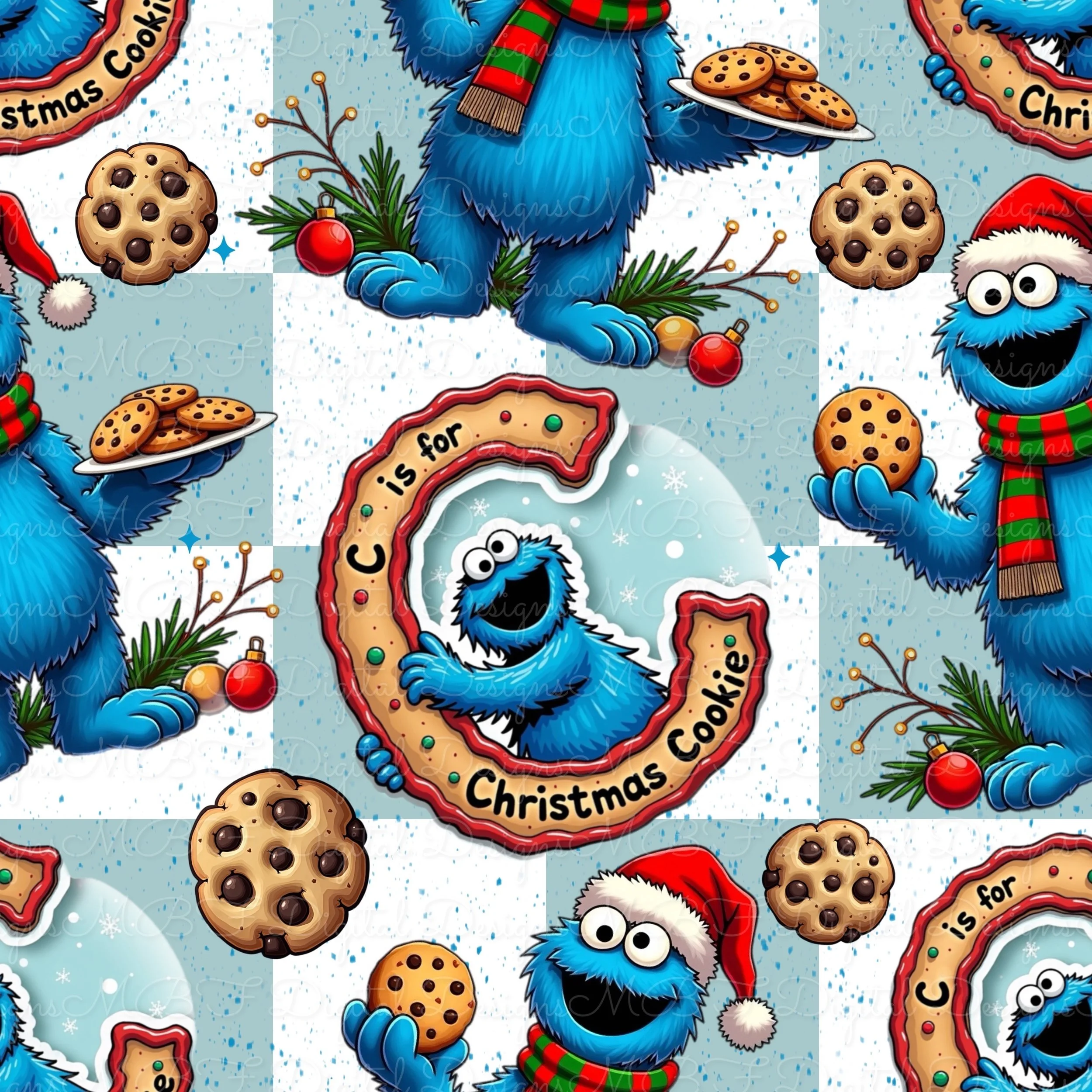 C Is For Christmas Cookie (Blue Checked Color Way)