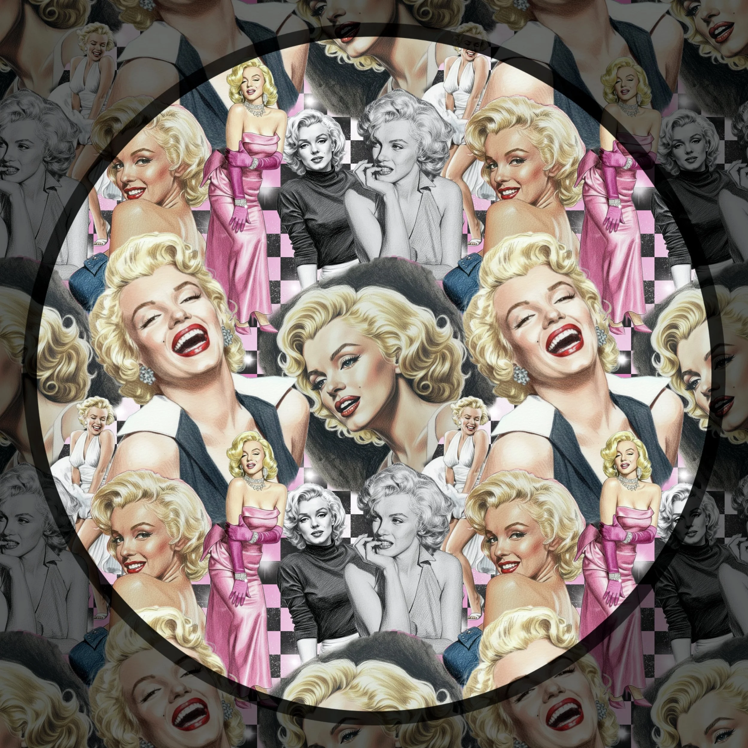 Marilyn Iconic Collage (pink ombré checked color way)
