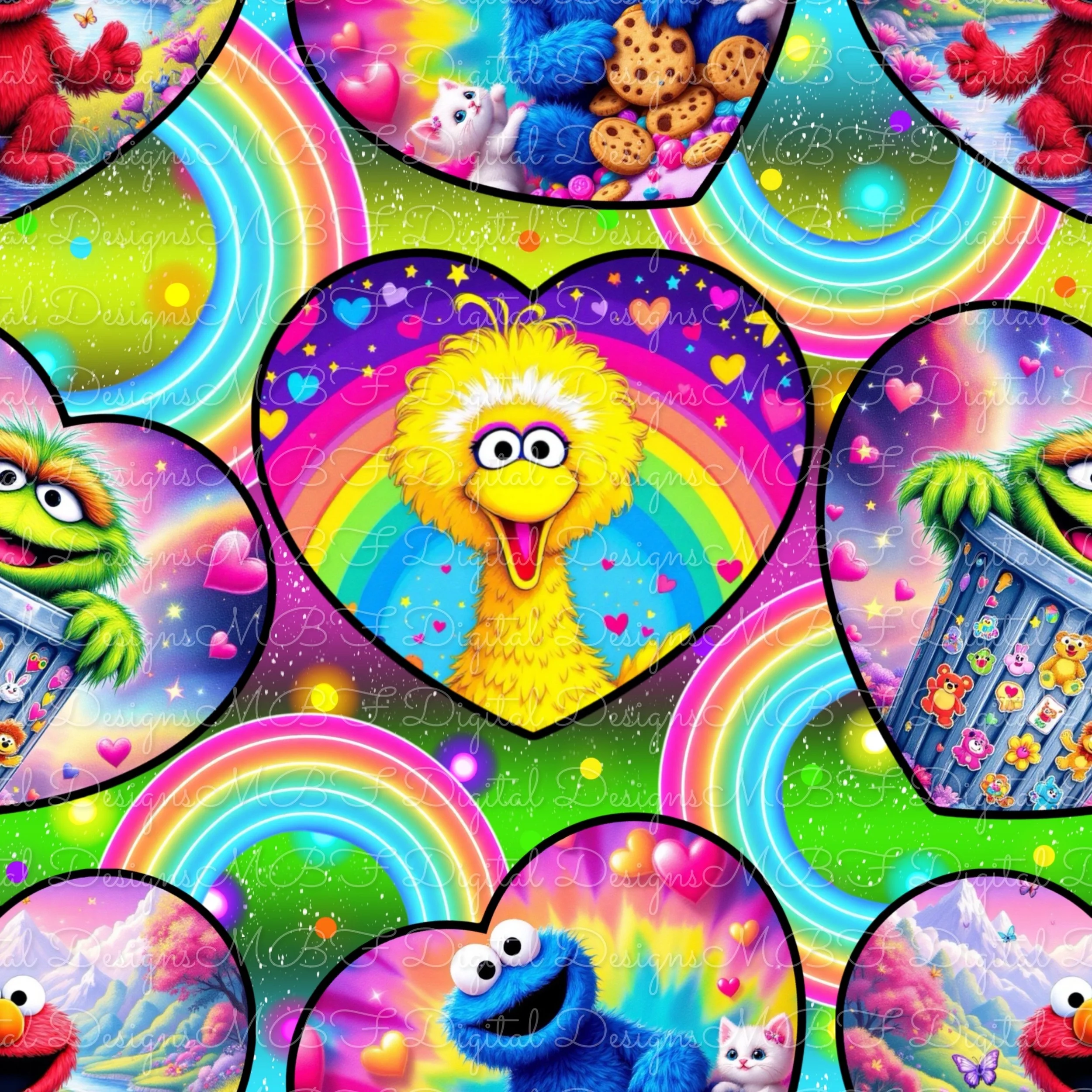 LF Sesame (no words/rainbow neon ombre color way)
