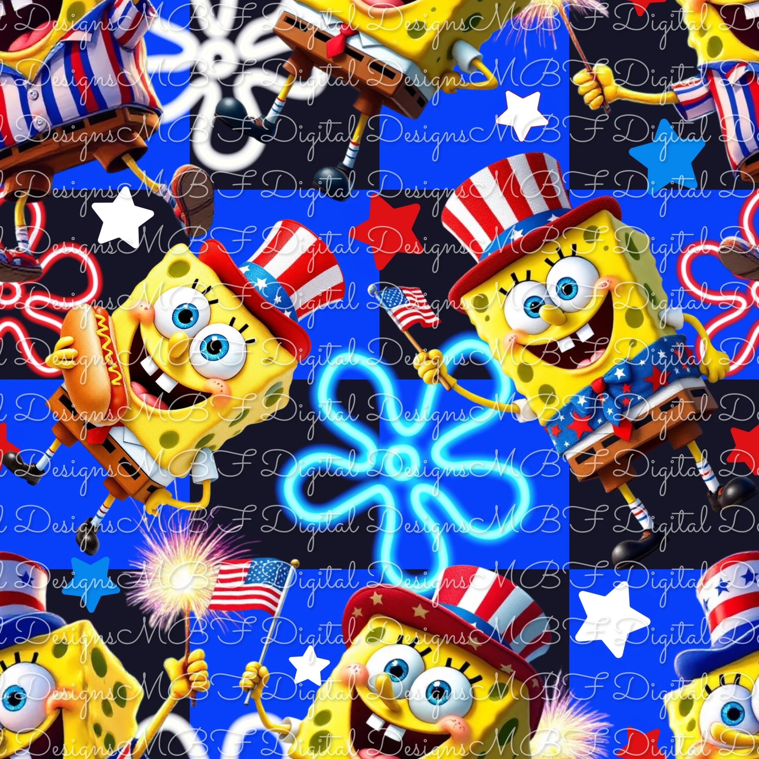 4OJ Spongie (black and blue checked color way)