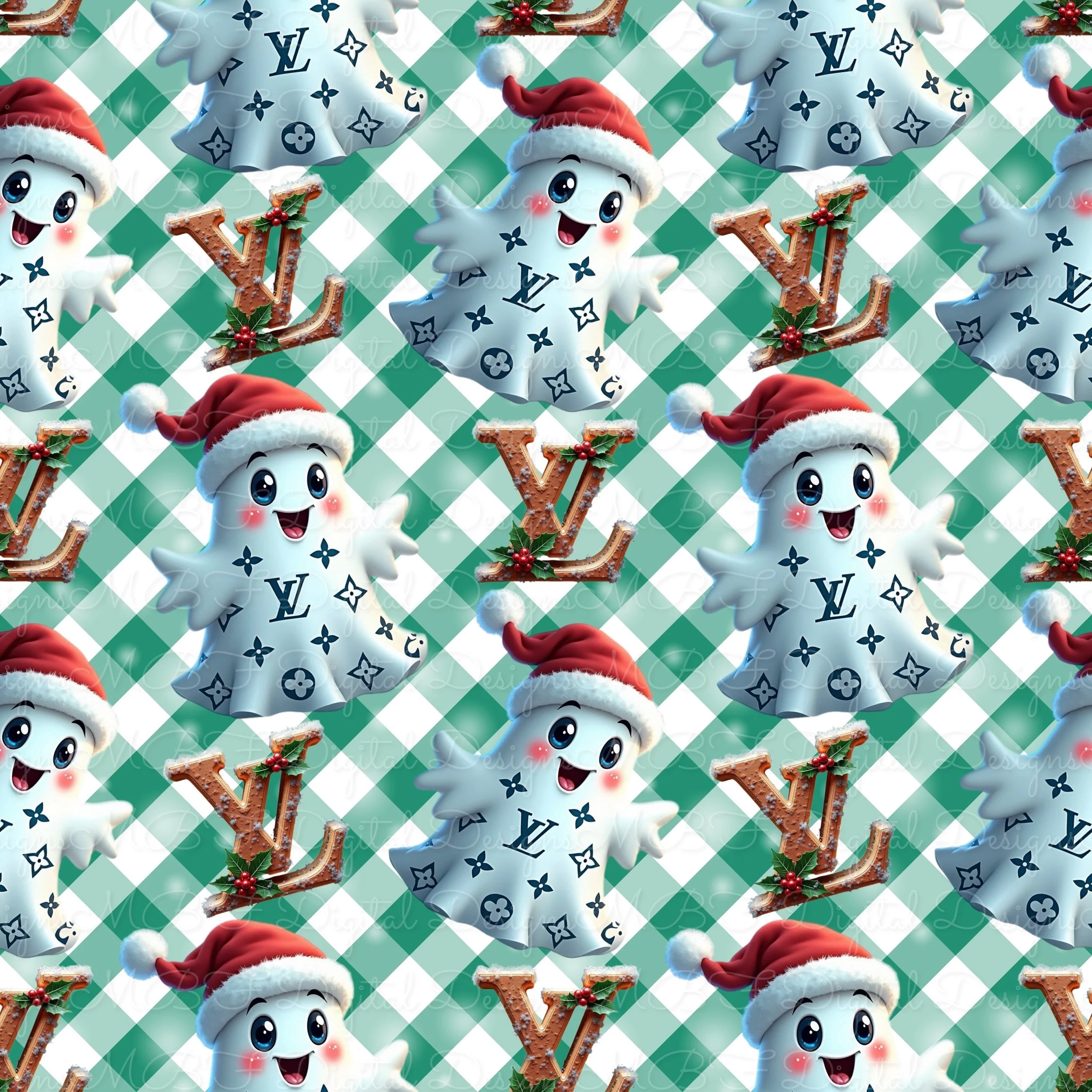The Boujee Ghosts of Christmas Present (Green Plaid Color Way)