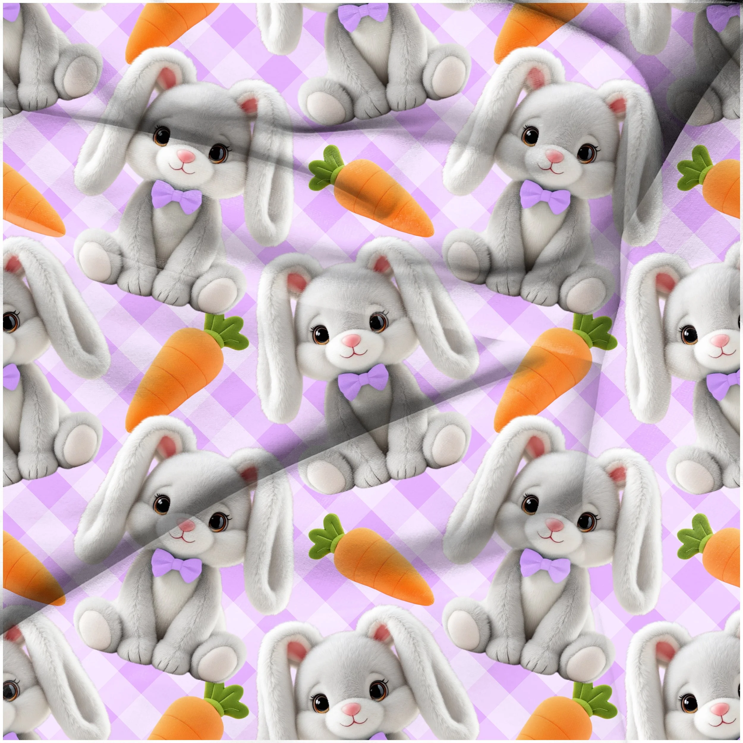 Stuffed Bunny (lavender plaid color way)