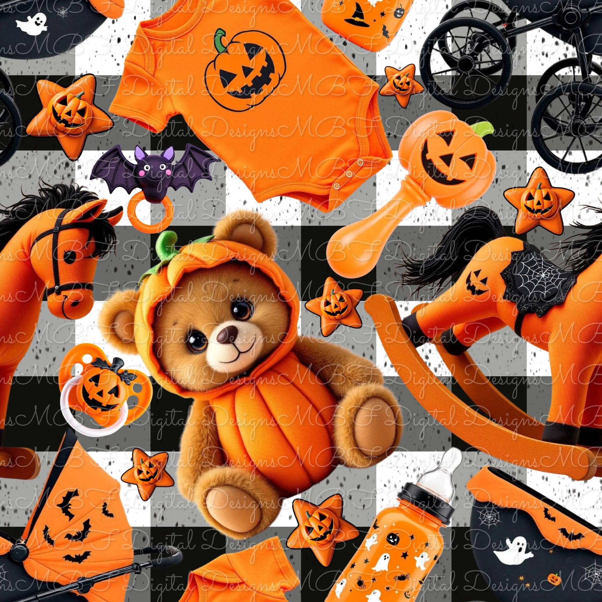Spooky Baby (black and white plaid color way)