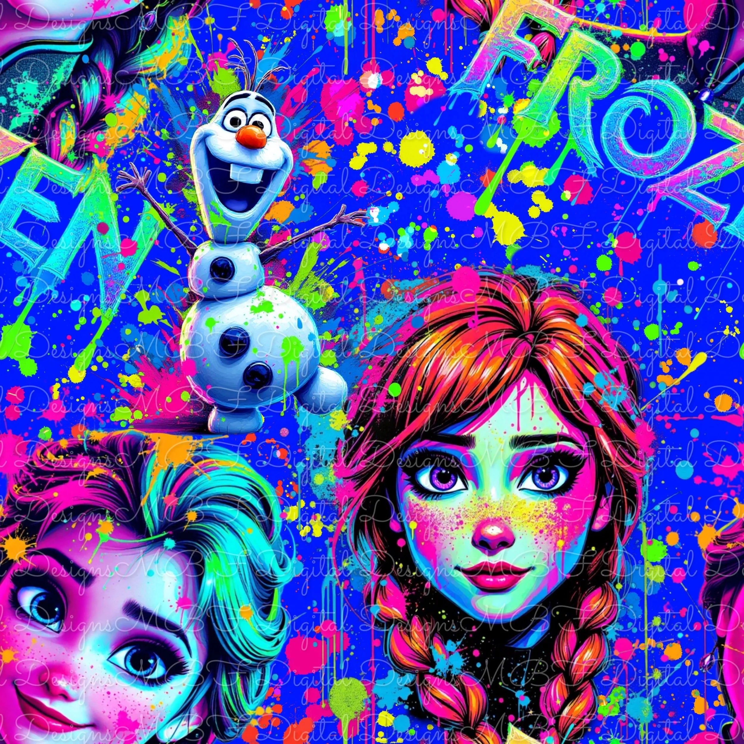 Neon Splatter FRO-ZEN (blue color way)