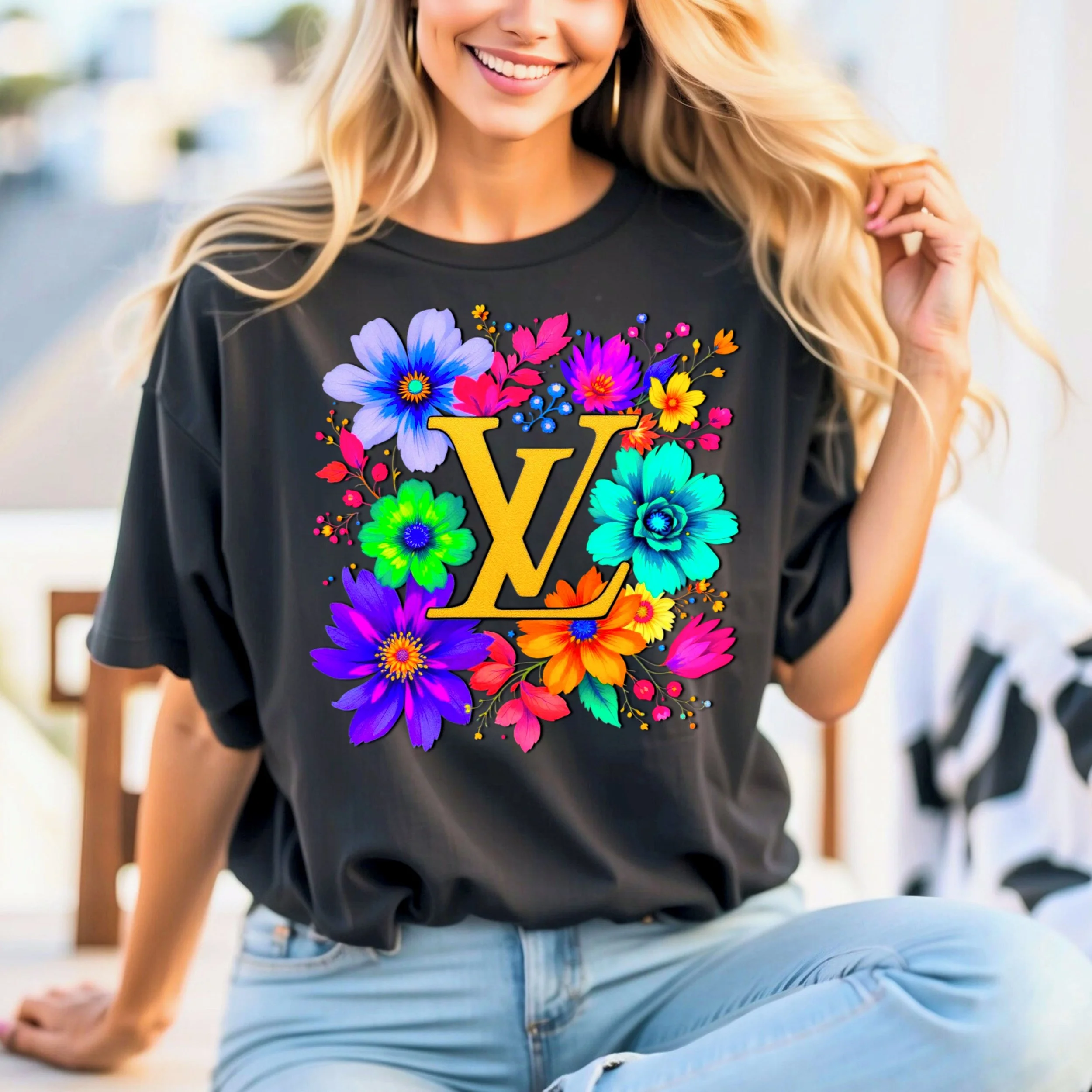 LV Neon Floral PNG