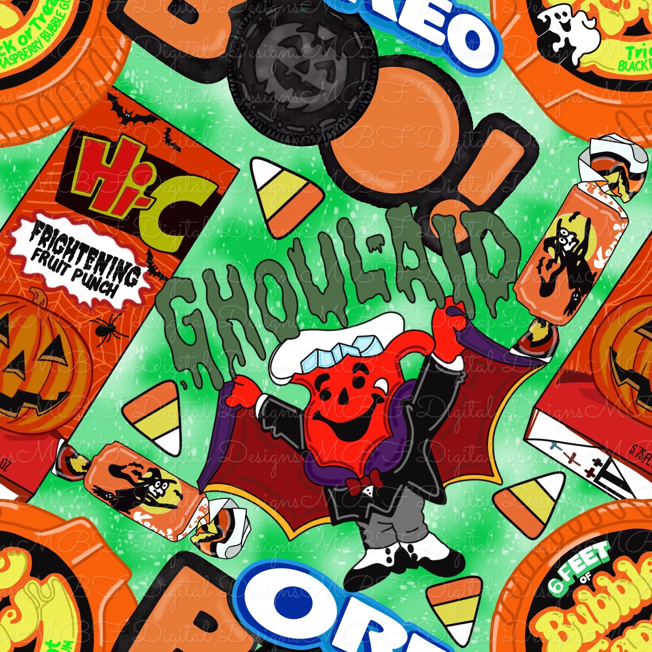 Retro Halloween Treats (ghoulish green color way)