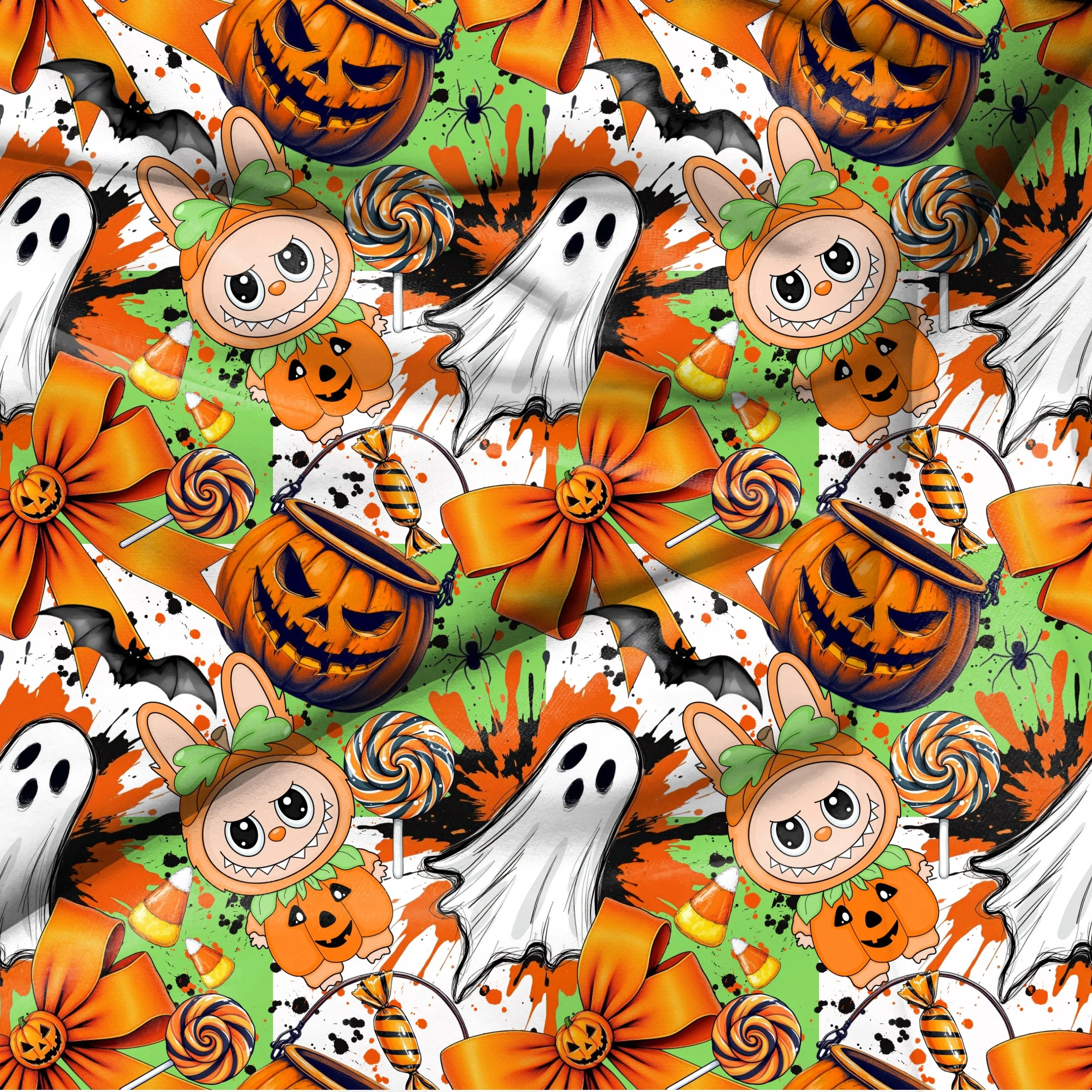 Halloween Labubu Mix (no LV or Fanta-Ghost added light lime checked color way)