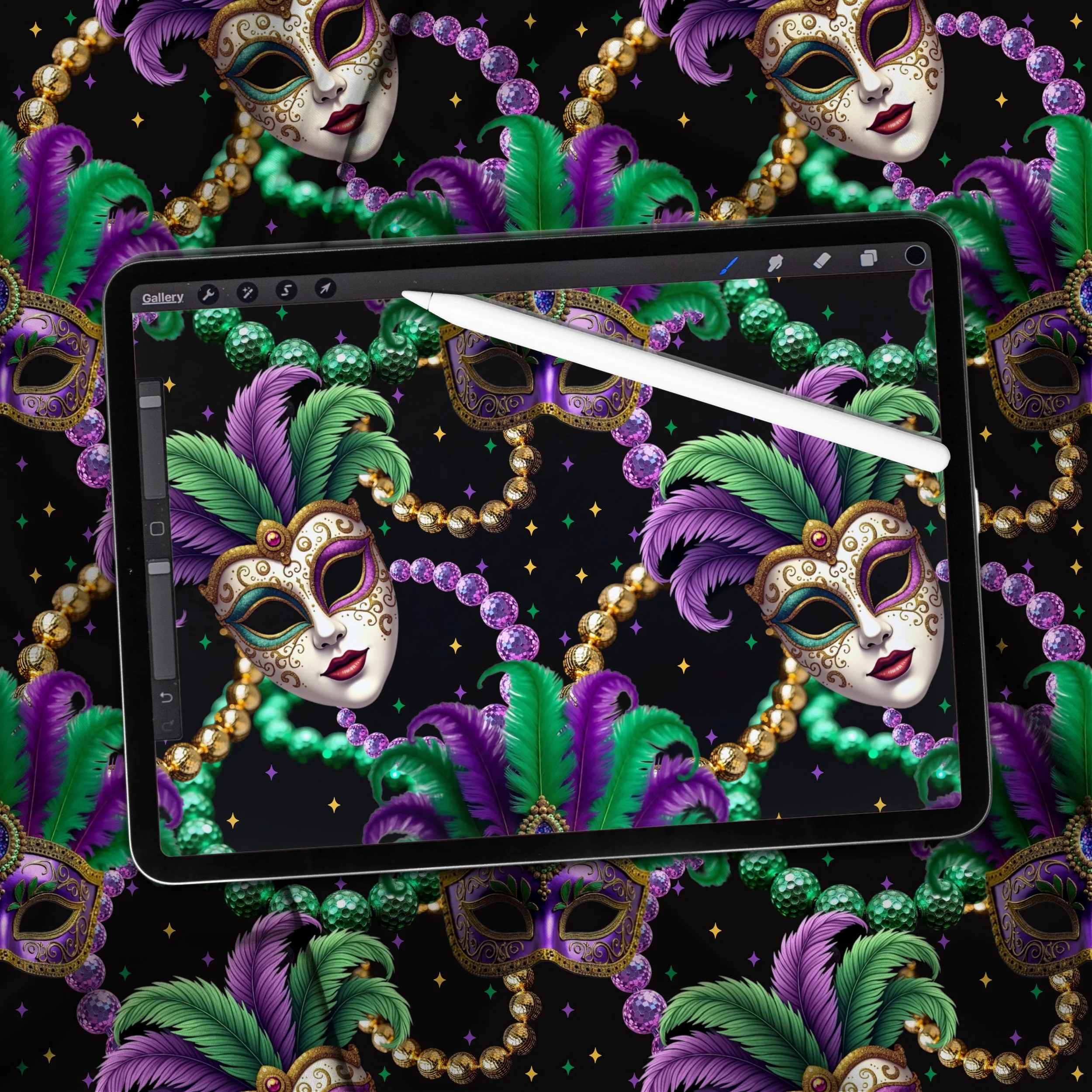 Mardi Masks (black color way)