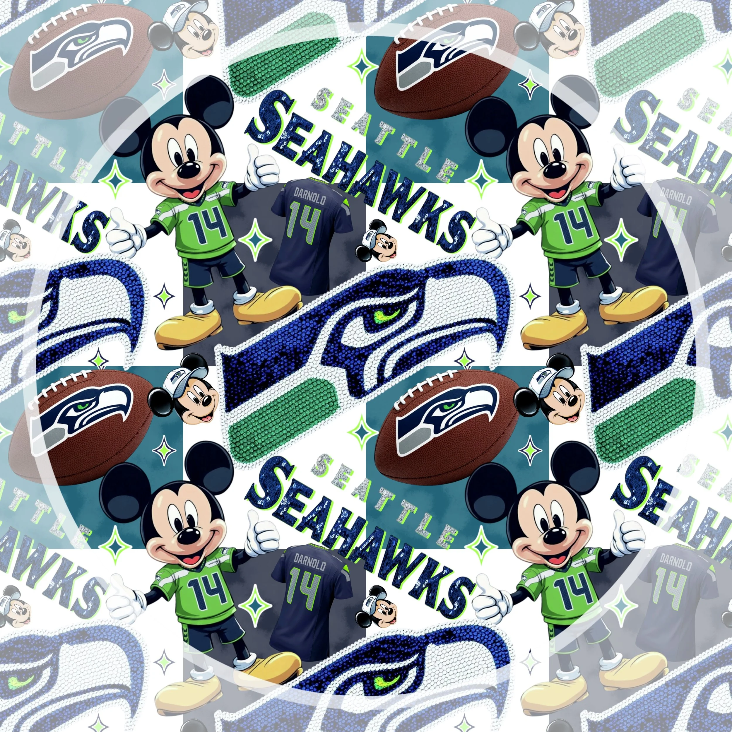 Mickey Seahawks (duo blue checked color way)