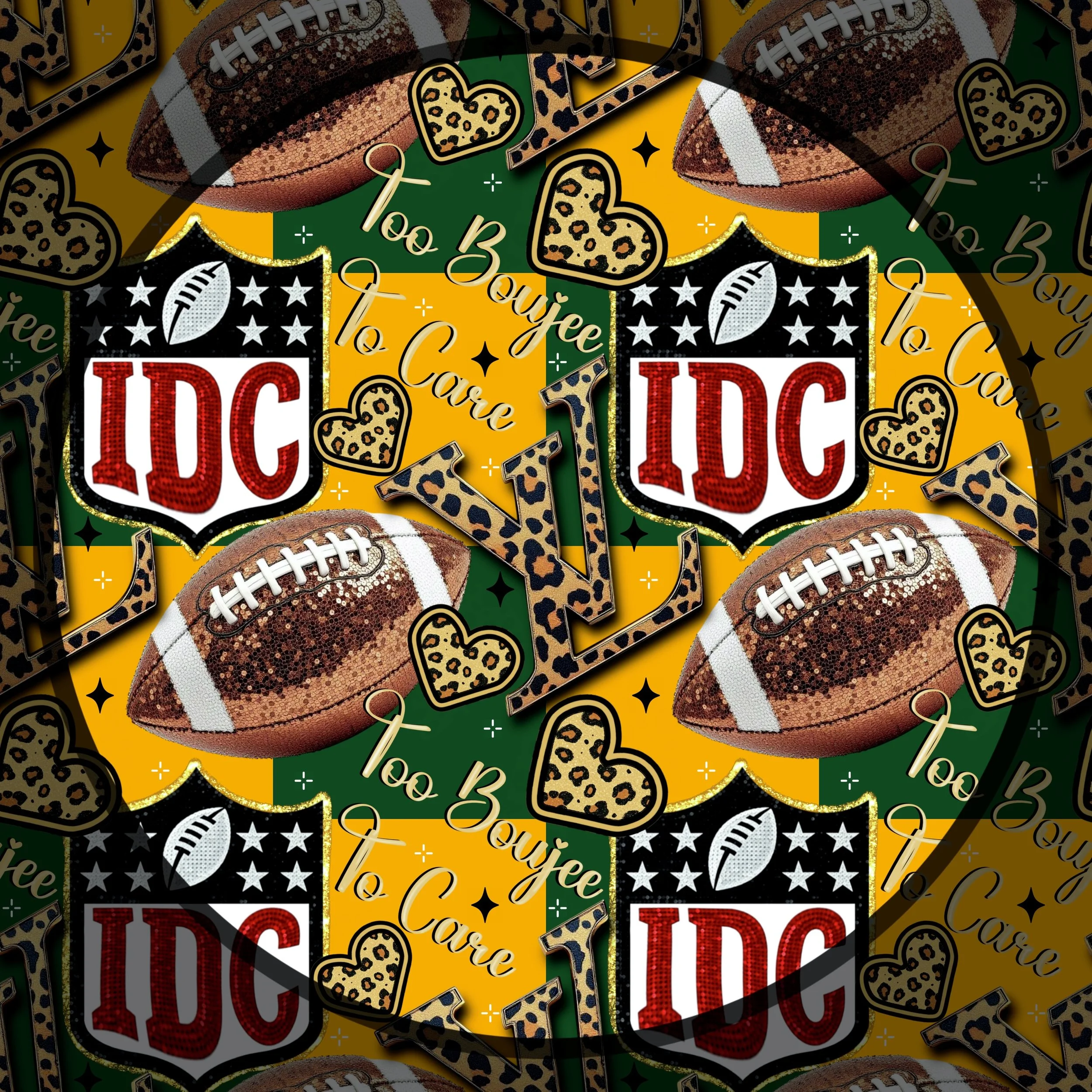 NFL Too Boujee To Care (green and gold checked color way)