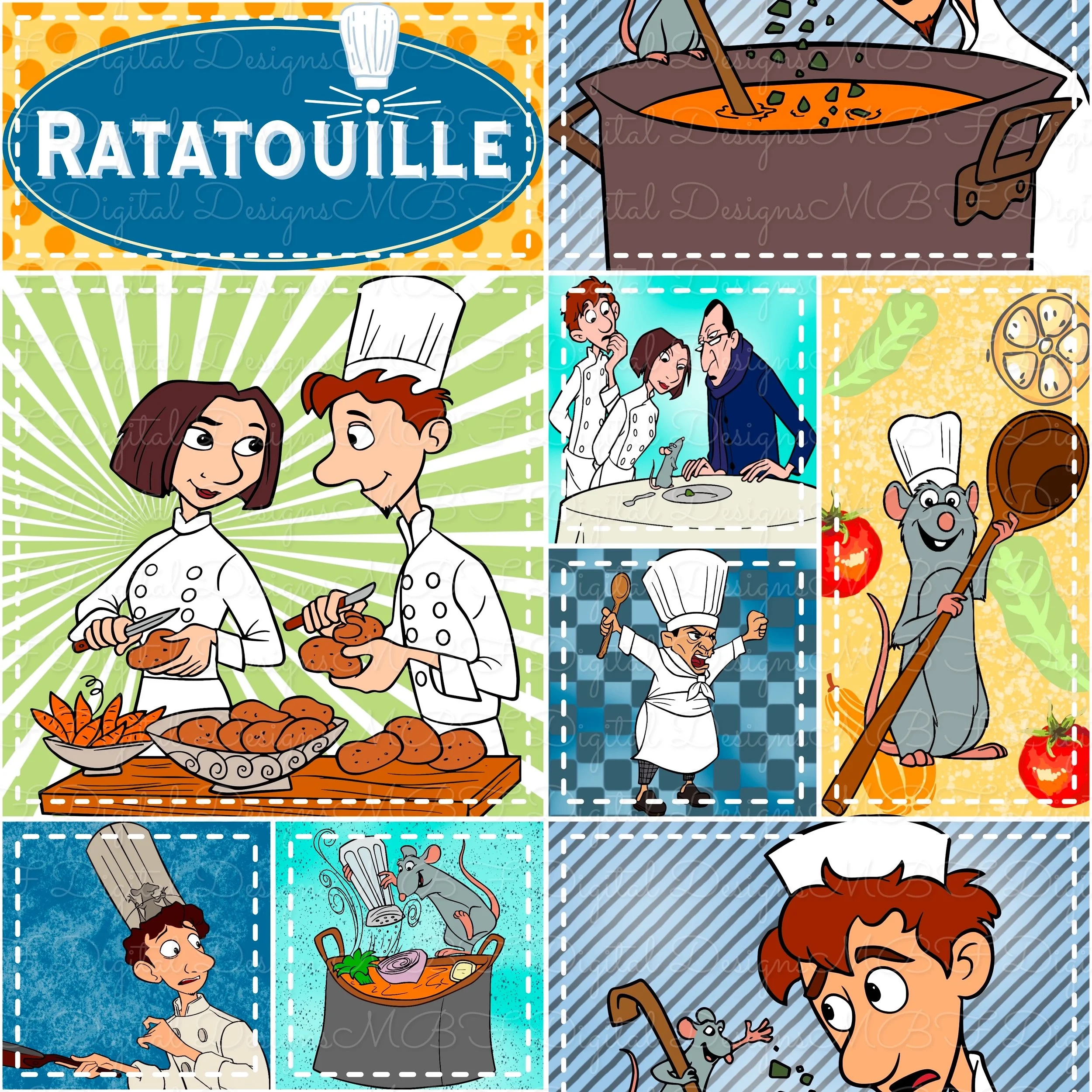 Ratatouille Patchwork (white stitches color and way)