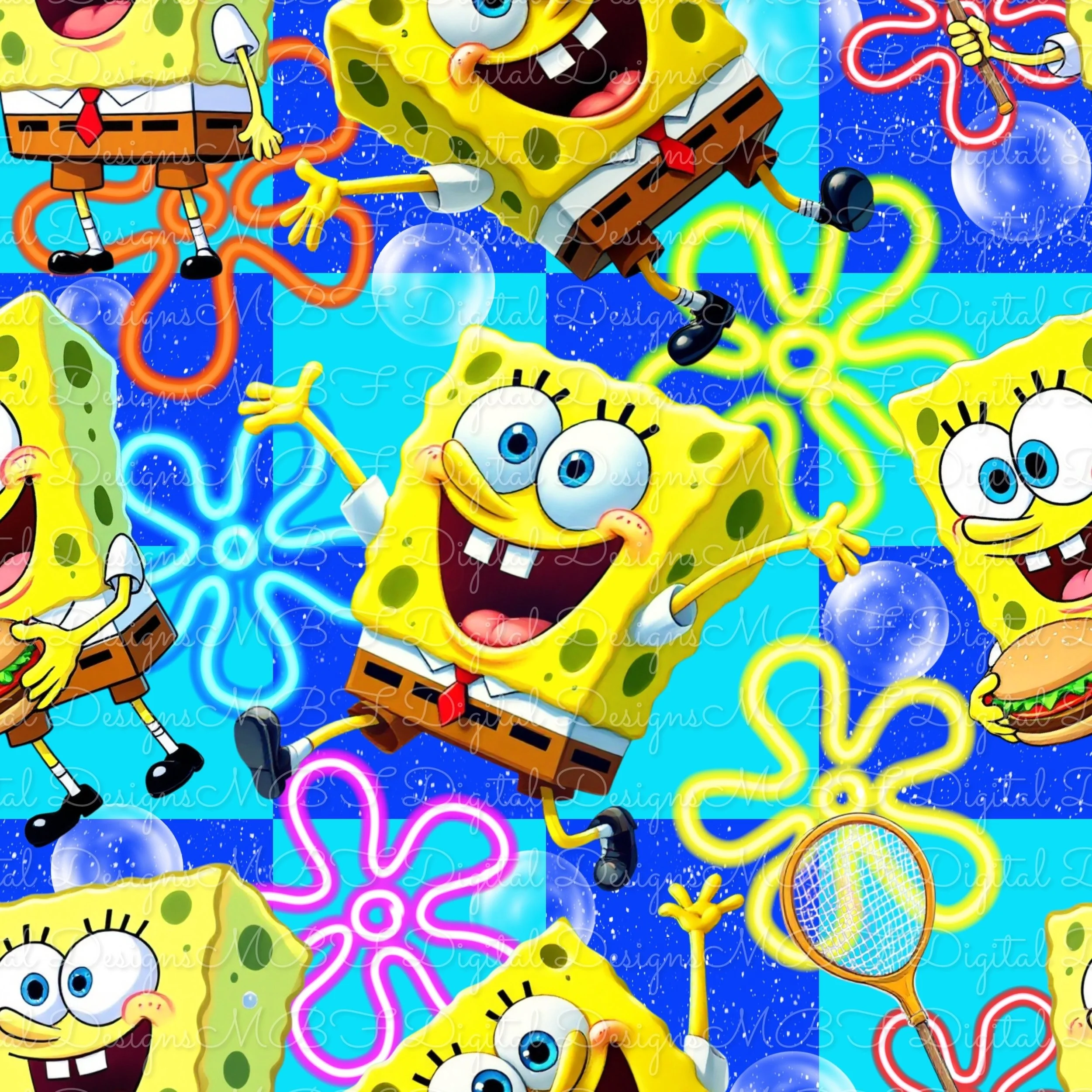 Sponge-Bob (duo blue checked color way)
