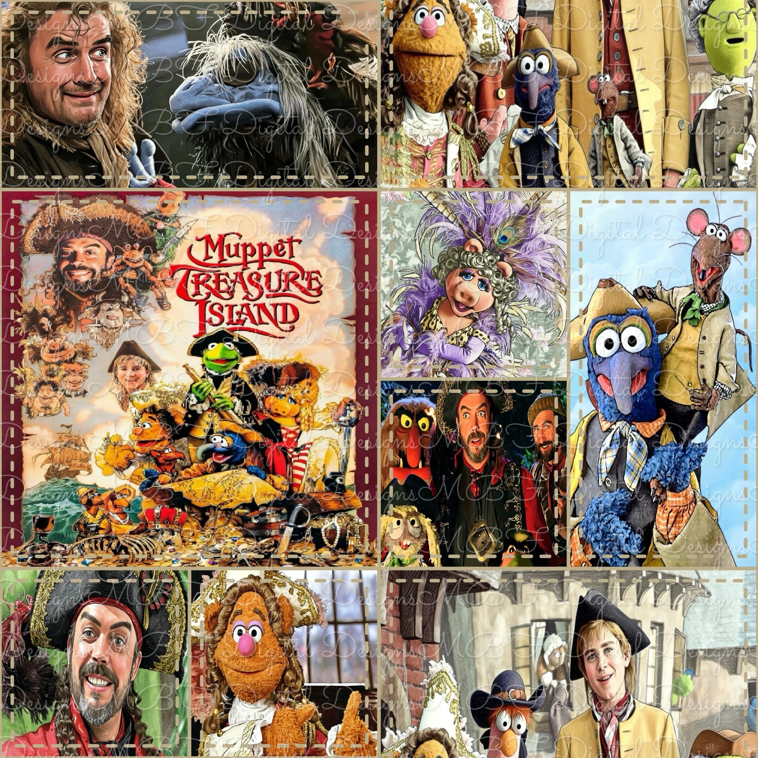 Muppets Treasure Island Patchwork (pale tan stitches color way)