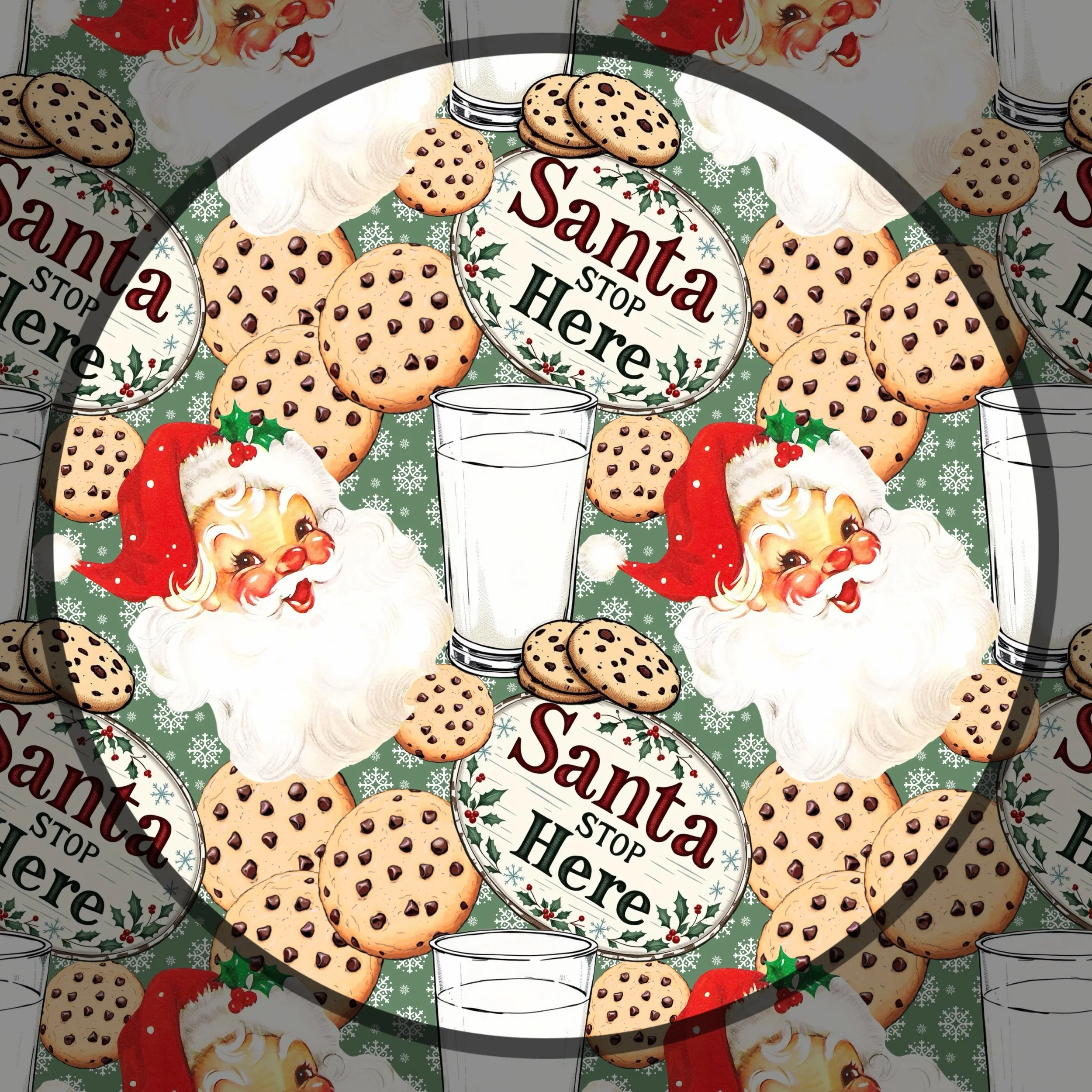 Santa Stop Here (vintage sage snowflake color way)