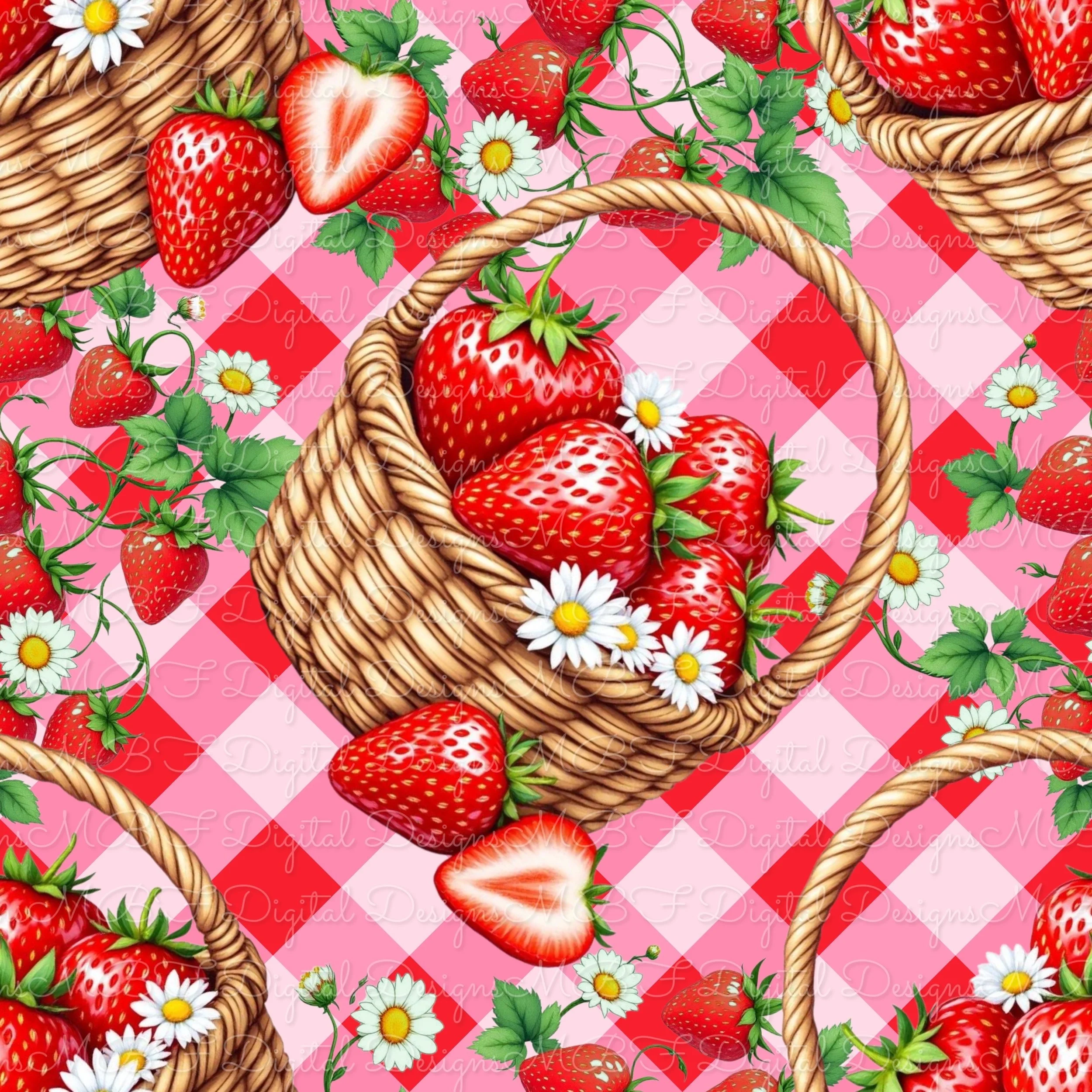 Strawberry Basket (red diagonal plaid color way)