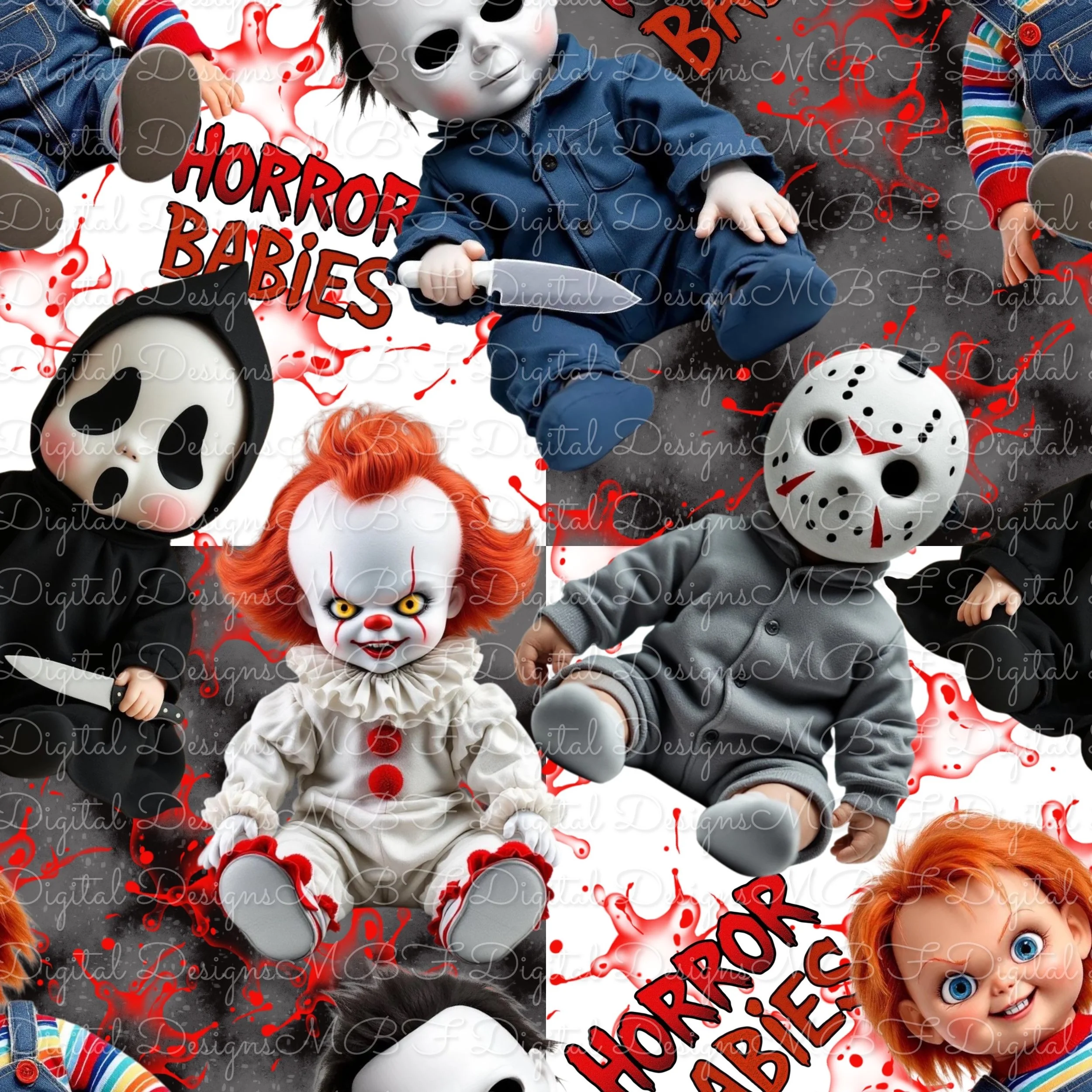 Horror Babies (black and white checked color way)
