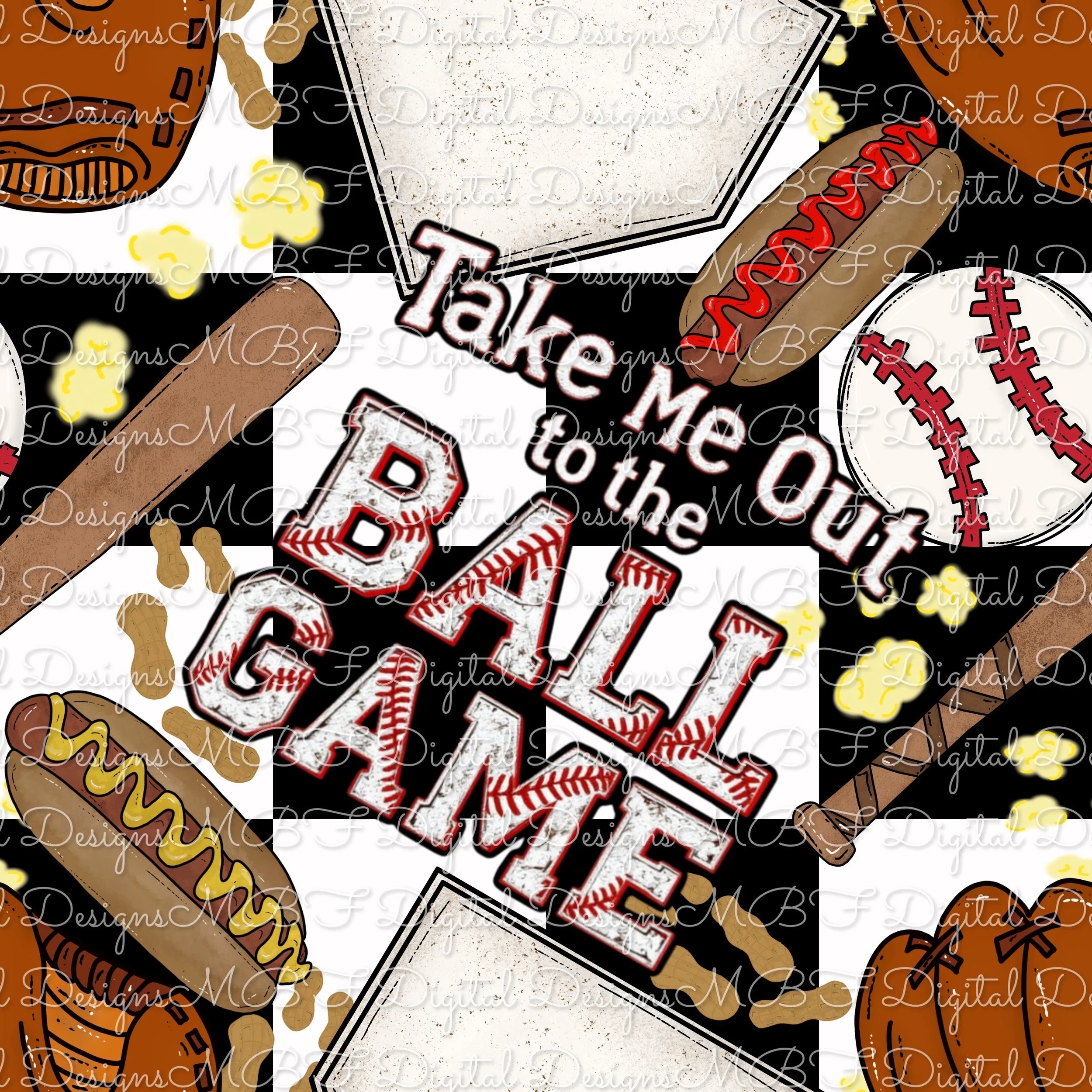 Take Me Out To The Ball Game (black and white checked color way)