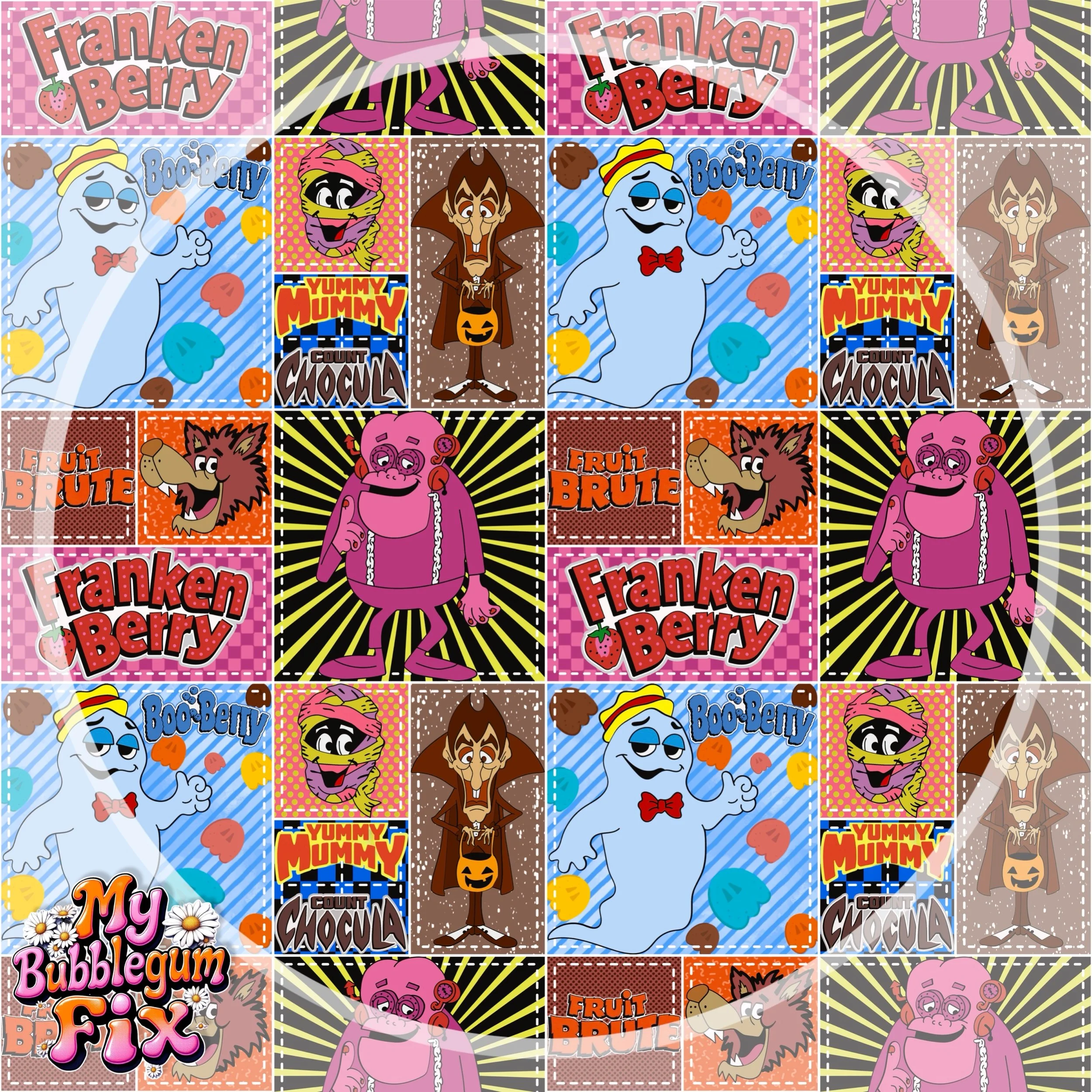 Monster Cereal Patchwork (black and yellow burst color way)