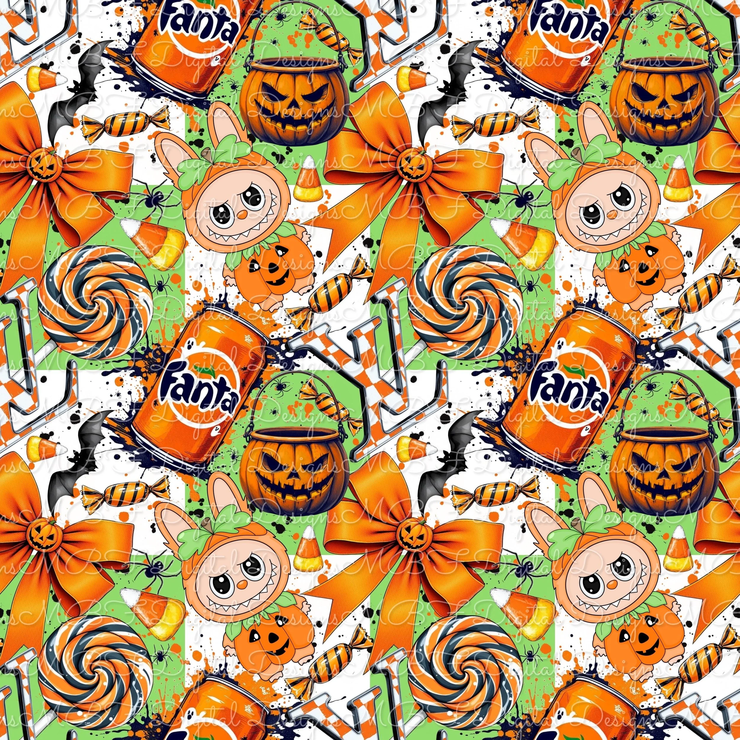 Halloween Labubu Mix (light lime checked color way)