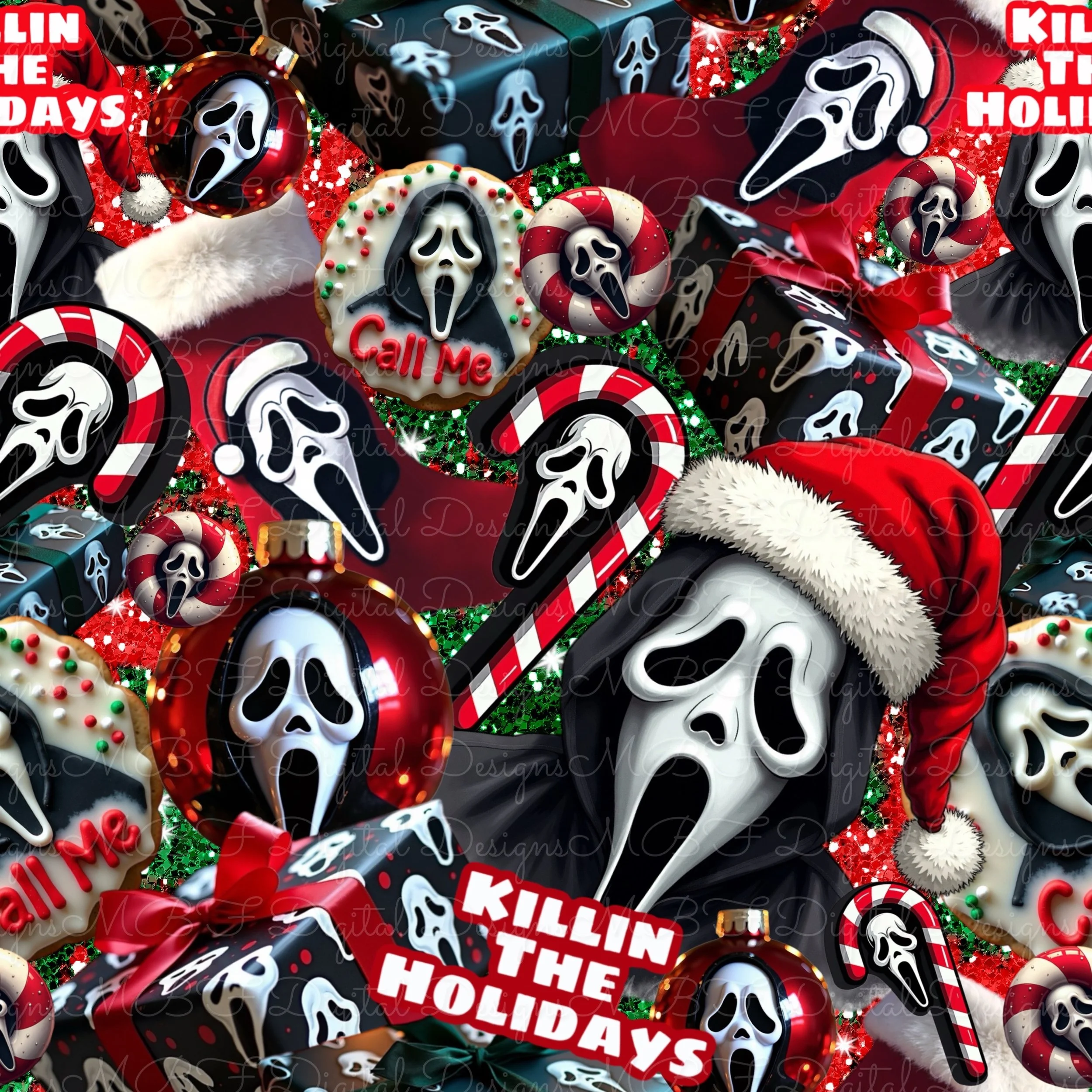 Santa Ghostface (Holiday Glitter color way)