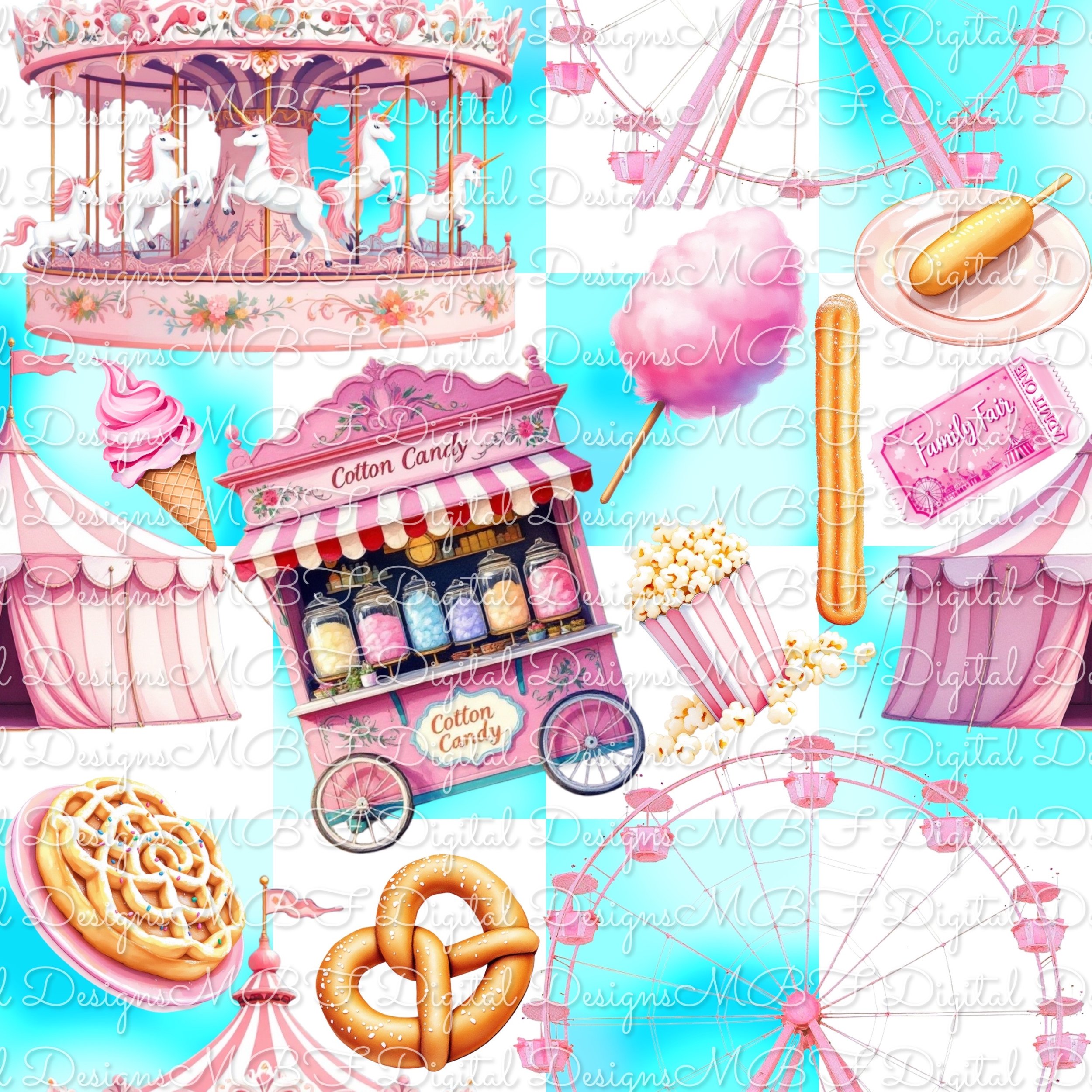 Watercolor Fair (blue watercolor checked color way)
