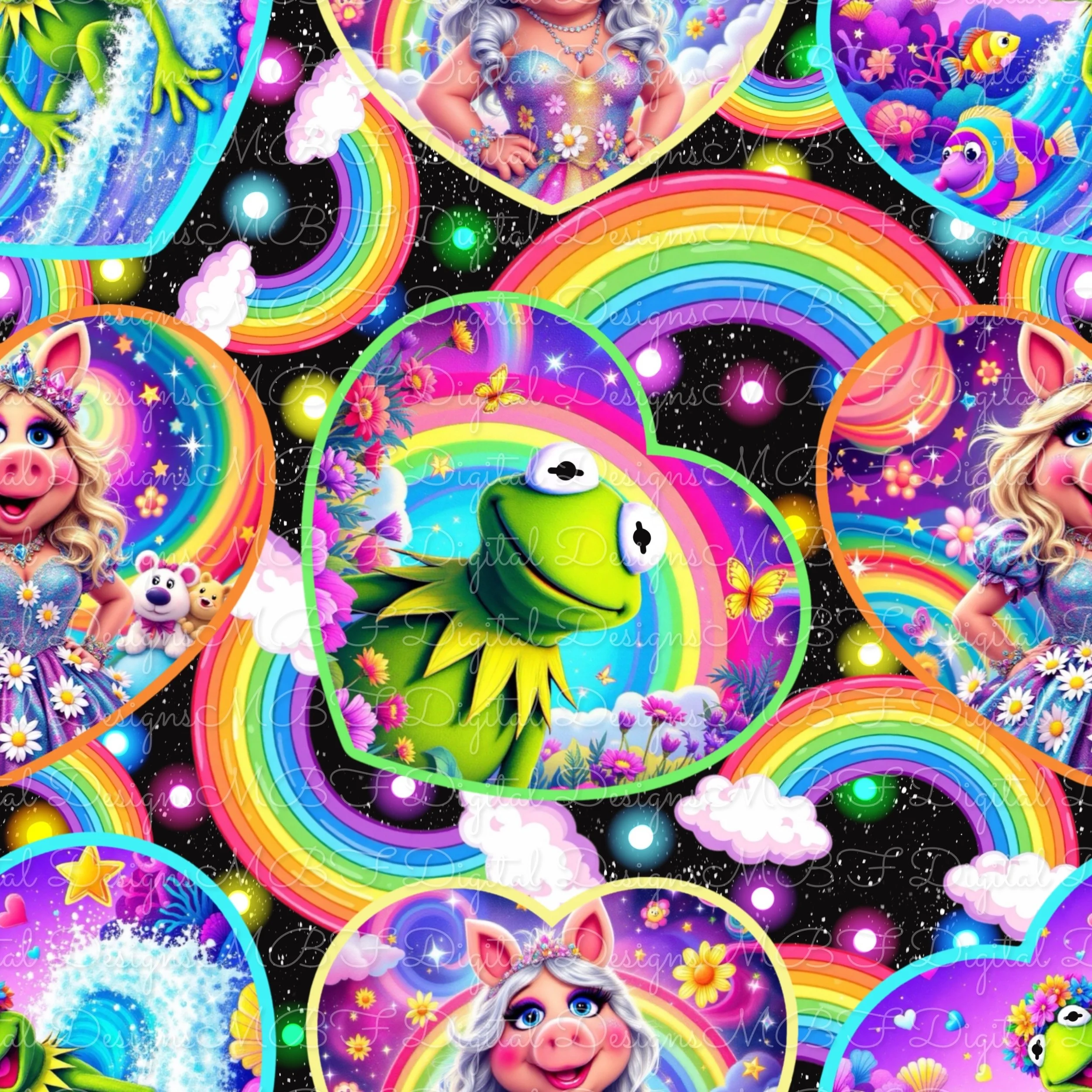 LF Kermie and Piggy (midnight neon color way)
