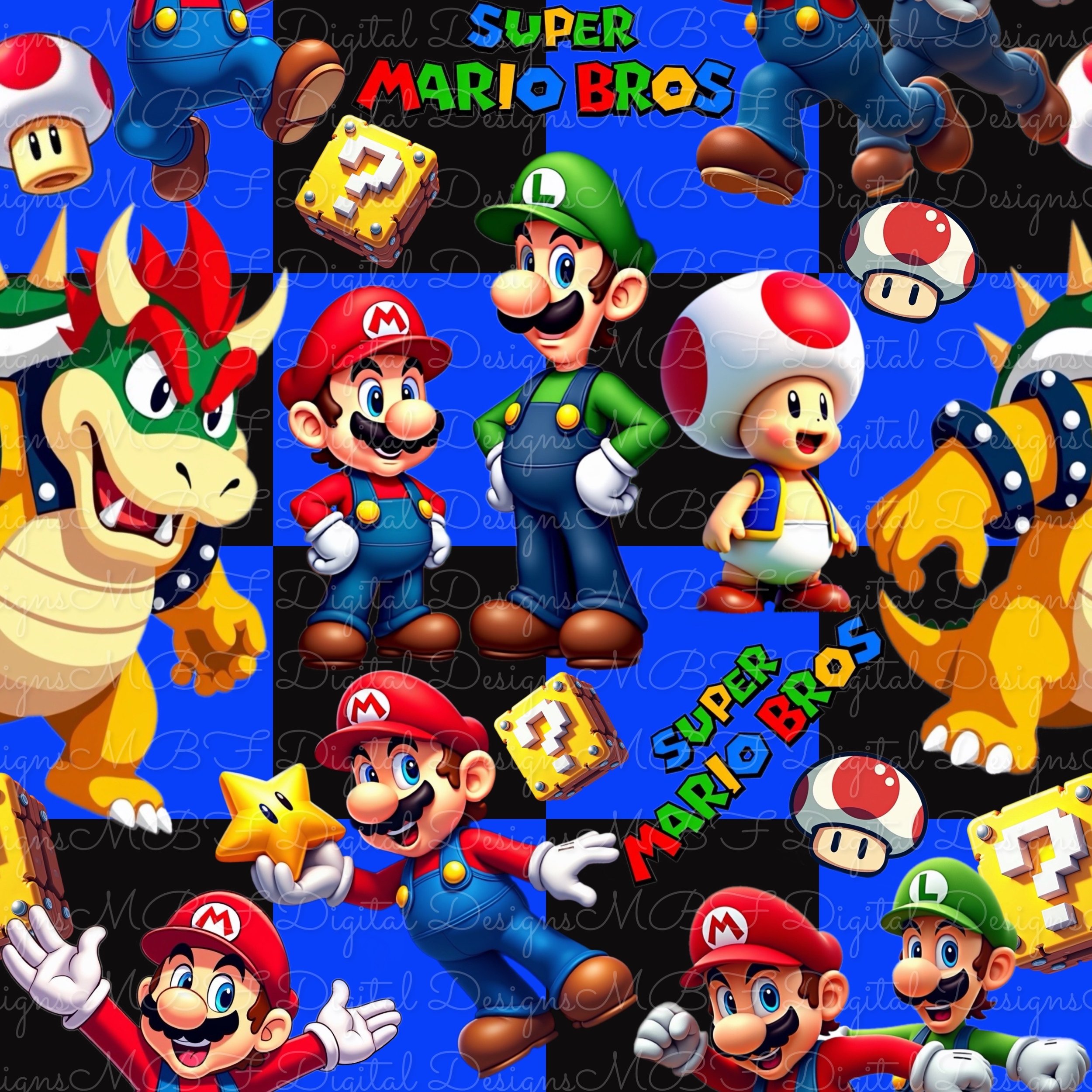 Super Bros (blue and black checked color way)