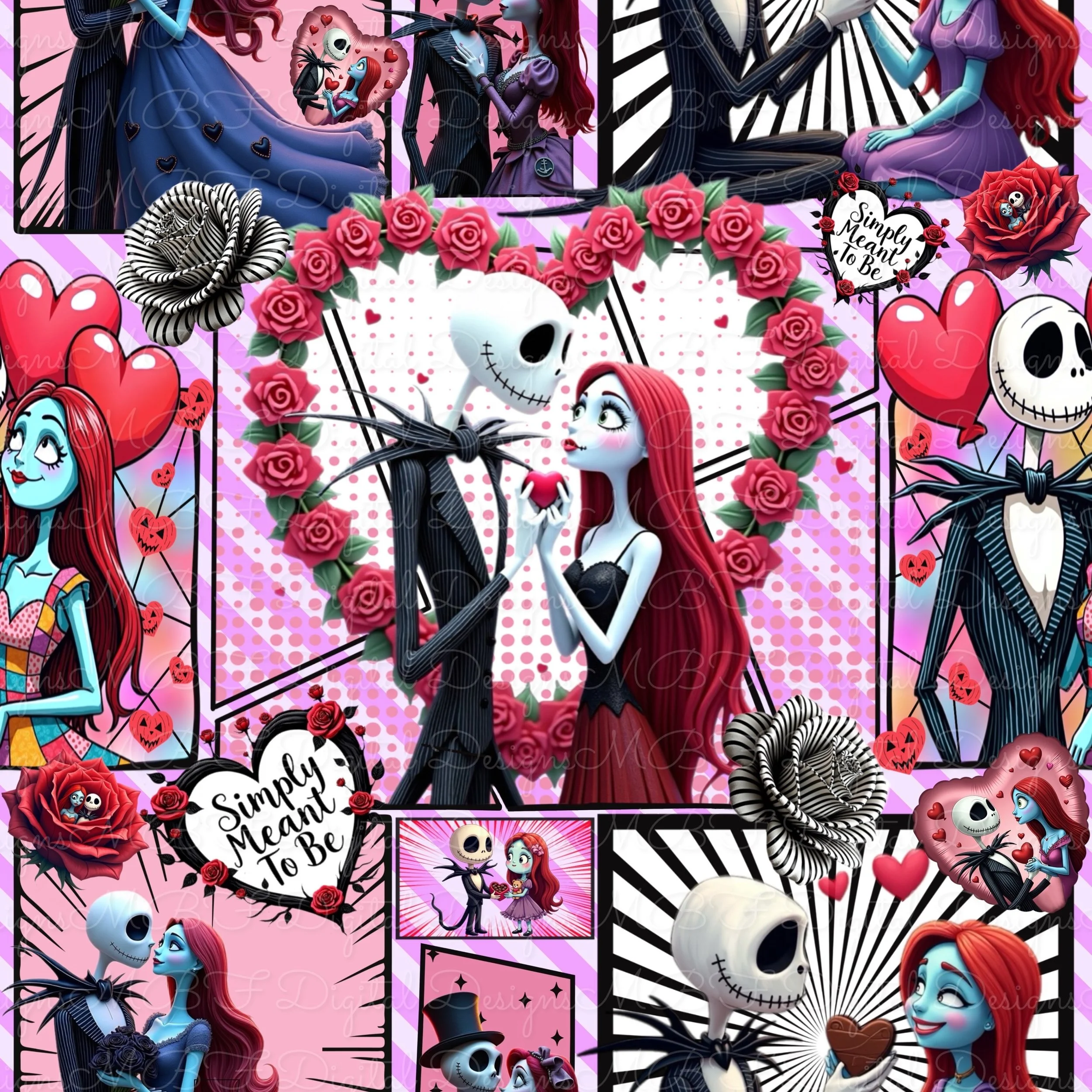 Nightmare Valentines (Lavender Diagonal Striped Color Way)