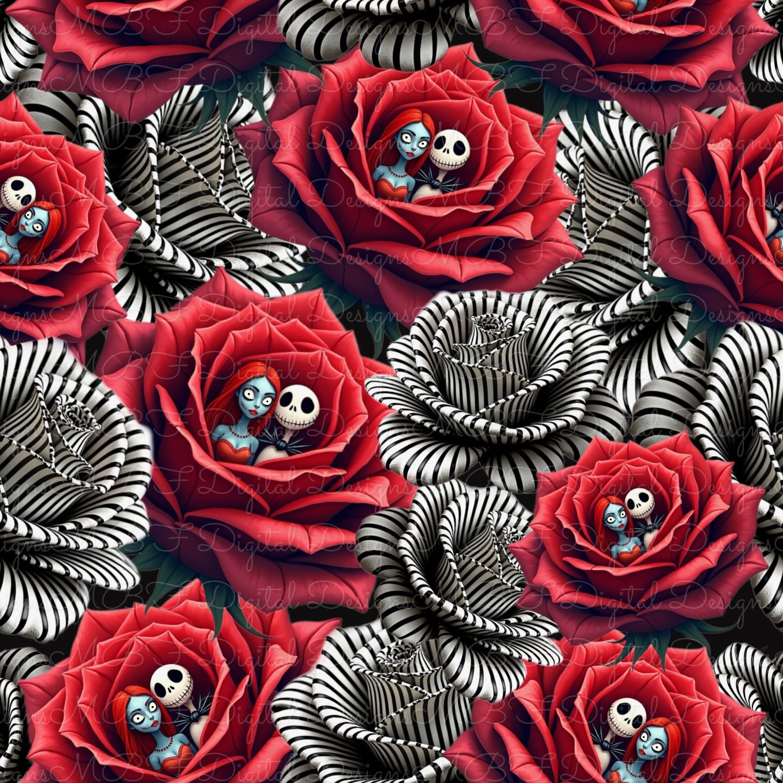Nightmare Floral (Solid Black Color Way)