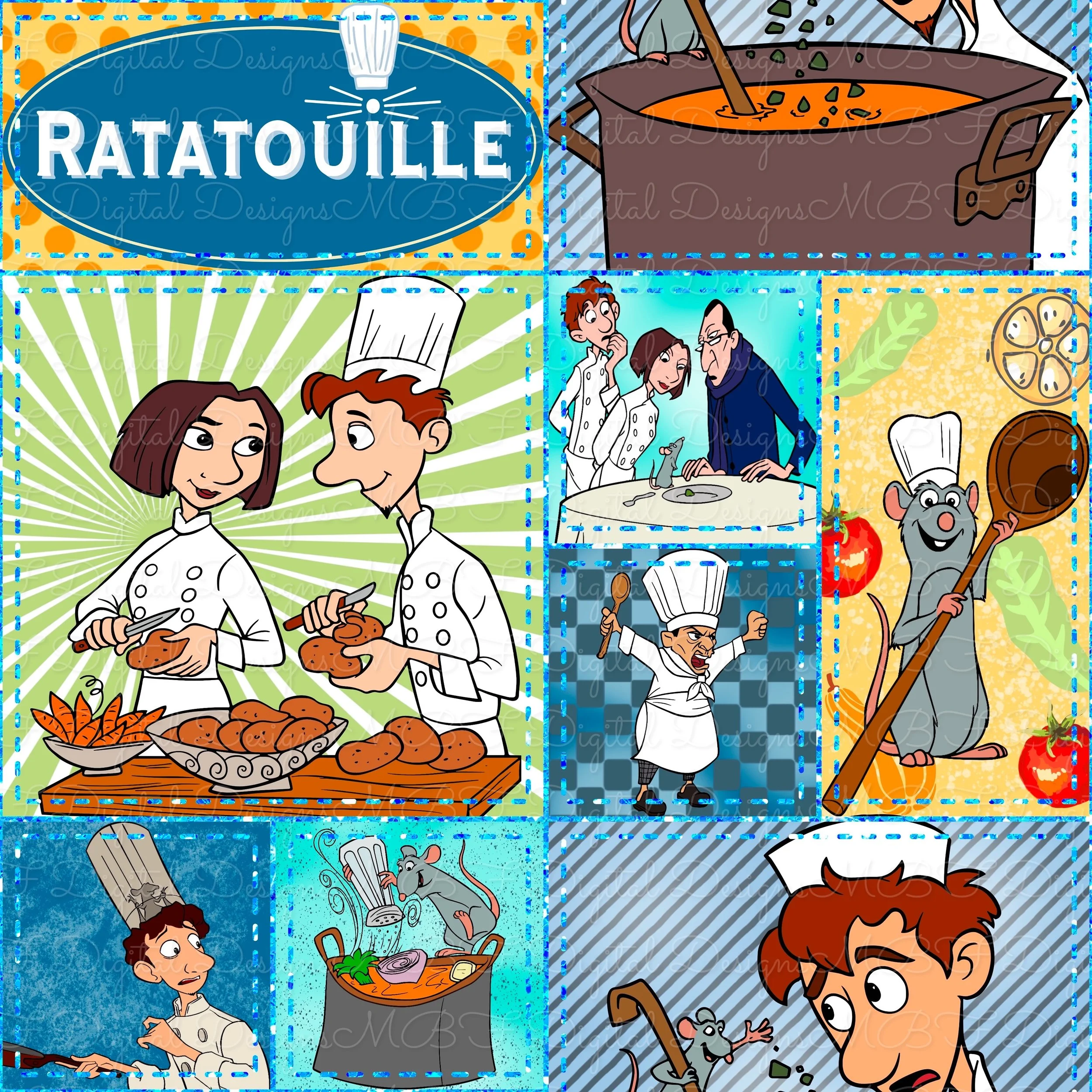Ratatouille Patchwork (blue glitter stitches color way)