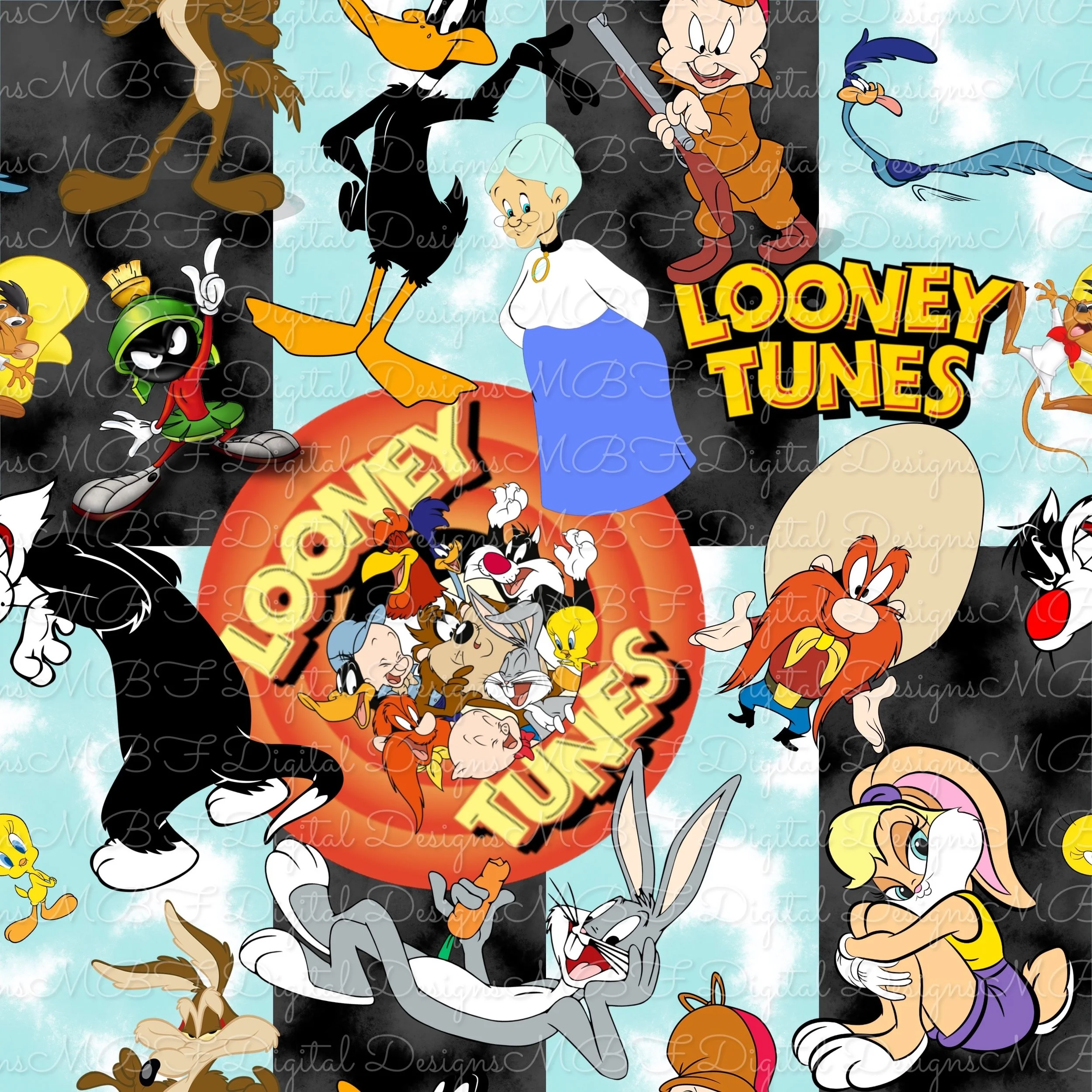 So Looney (black, aqua and white smoky color way)